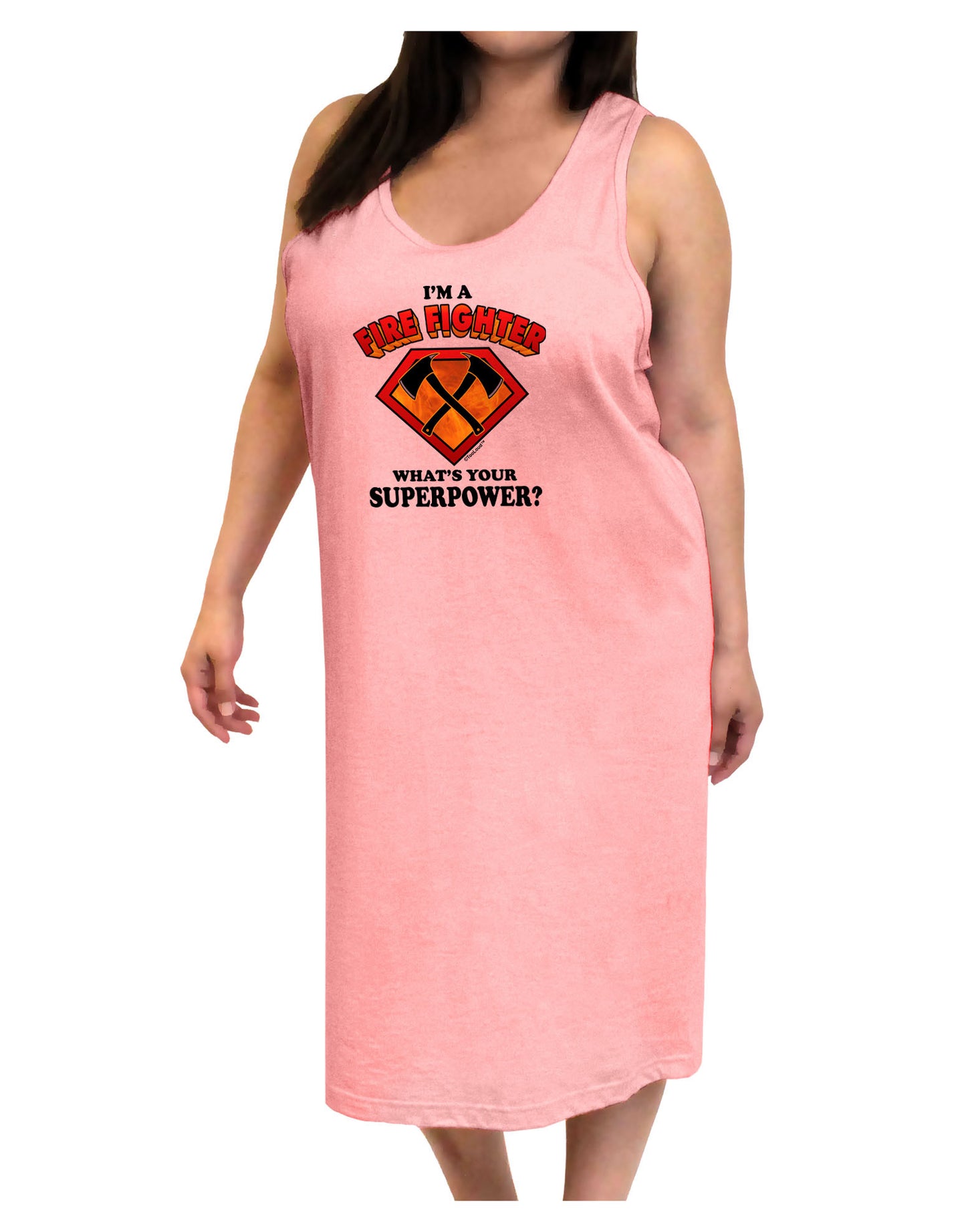 Fire Fighter - Superpower Adult Tank Top Dress Night Shirt-Night Shirt-TooLoud-Pink-One-Size-Adult-Davson Sales