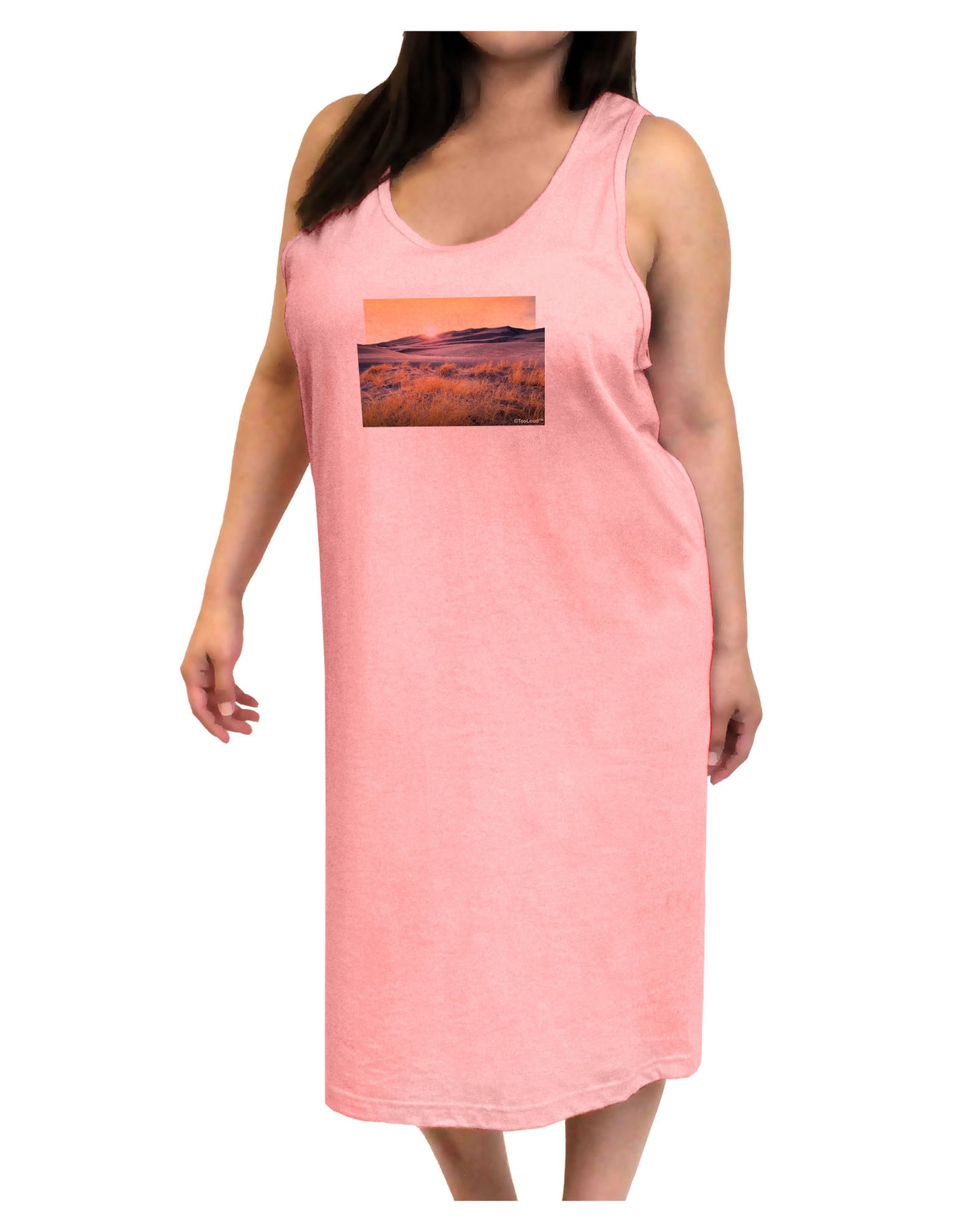 Colorado Sand Dunes Cutout Adult Tank Top Dress Night Shirt-Night Shirt-TooLoud-Pink-One-Size-Adult-Davson Sales
