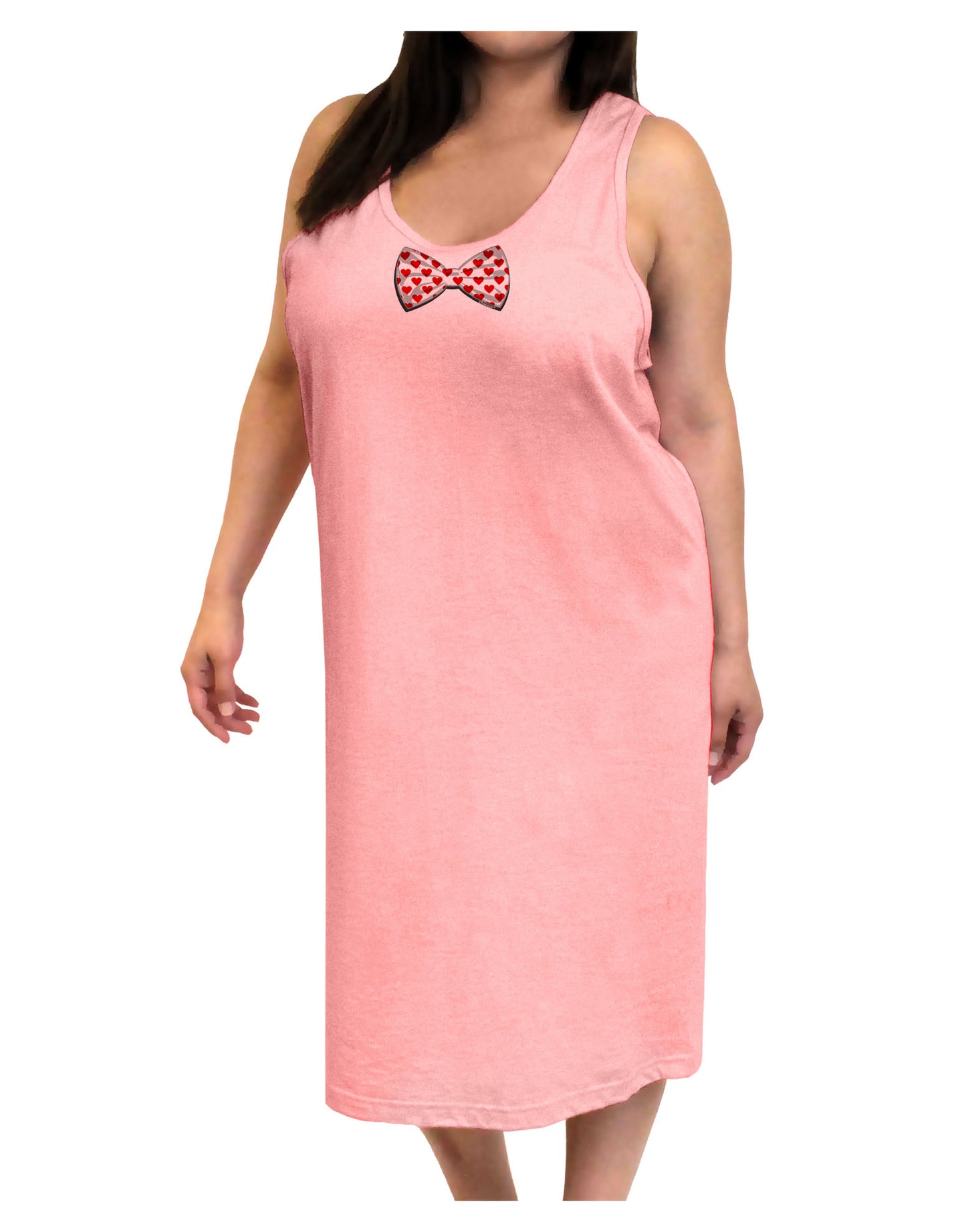 Bow Tie Hearts Adult Tank Top Dress Night Shirt-Night Shirt-TooLoud-Pink-One-Size-Adult-Davson Sales
