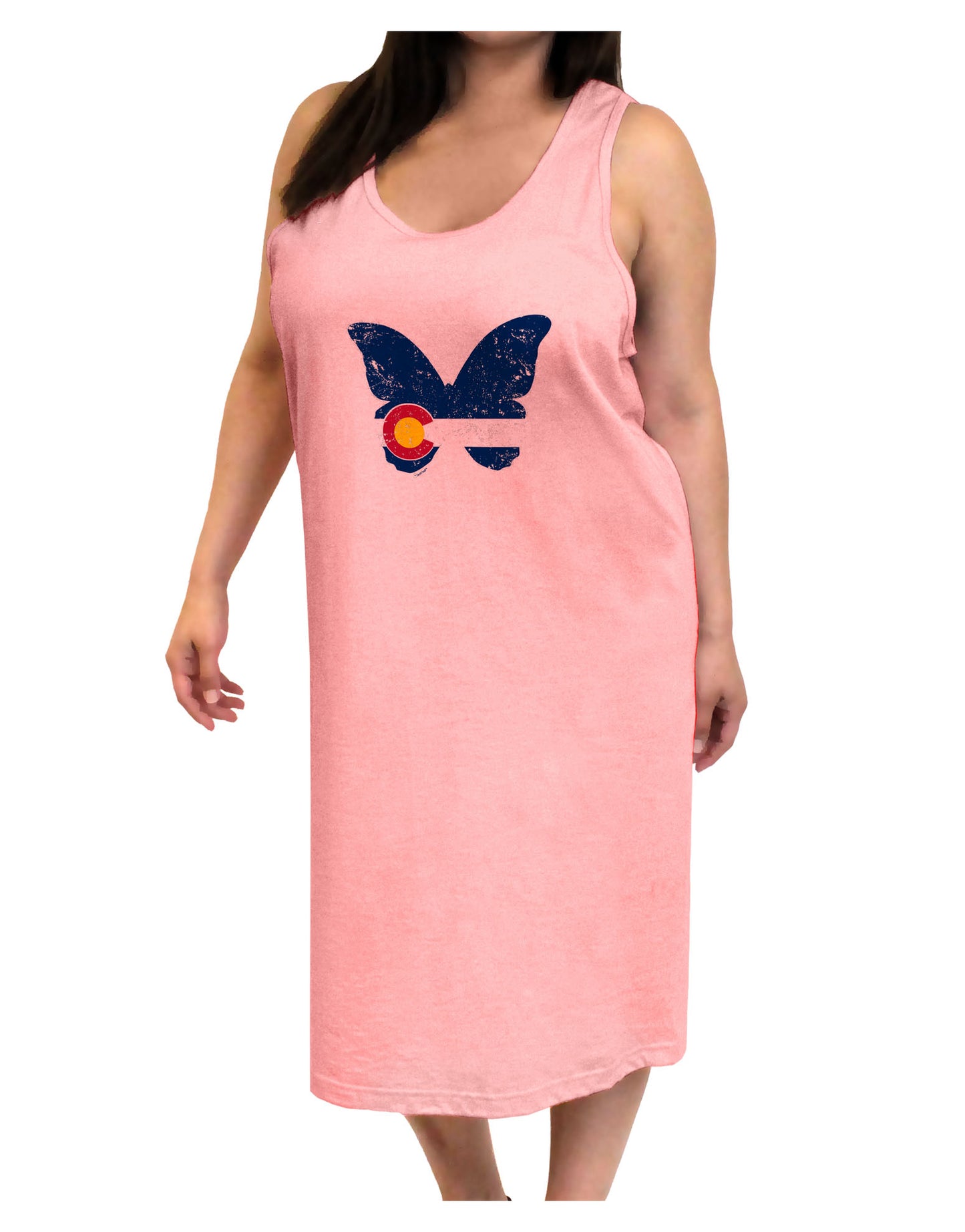 Grunge Colorado Butterfly Flag Adult Tank Top Dress Night Shirt-Night Shirt-TooLoud-Pink-One-Size-Adult-Davson Sales