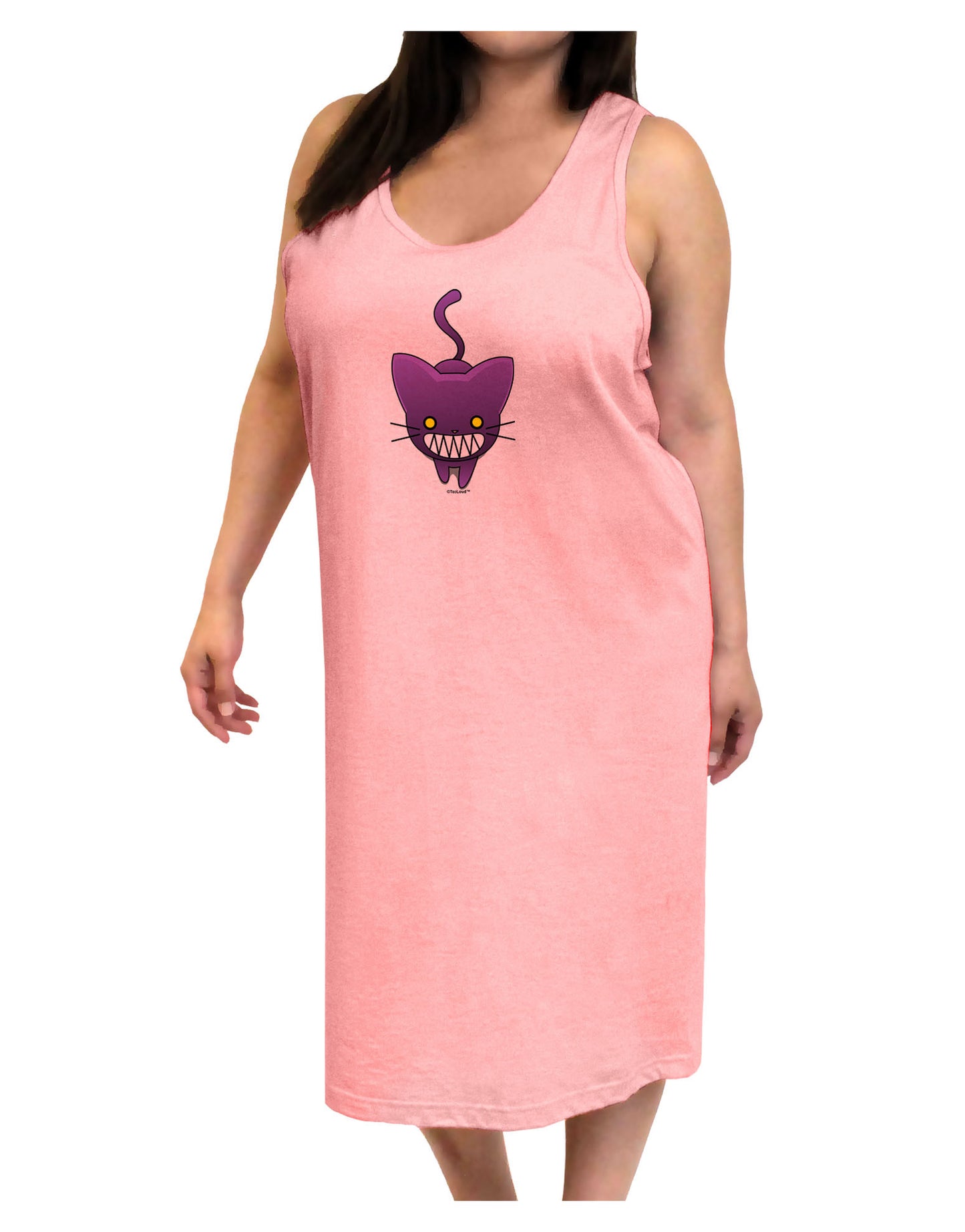 Evil Kitty Adult Tank Top Dress Night Shirt-Night Shirt-TooLoud-Pink-One-Size-Adult-Davson Sales