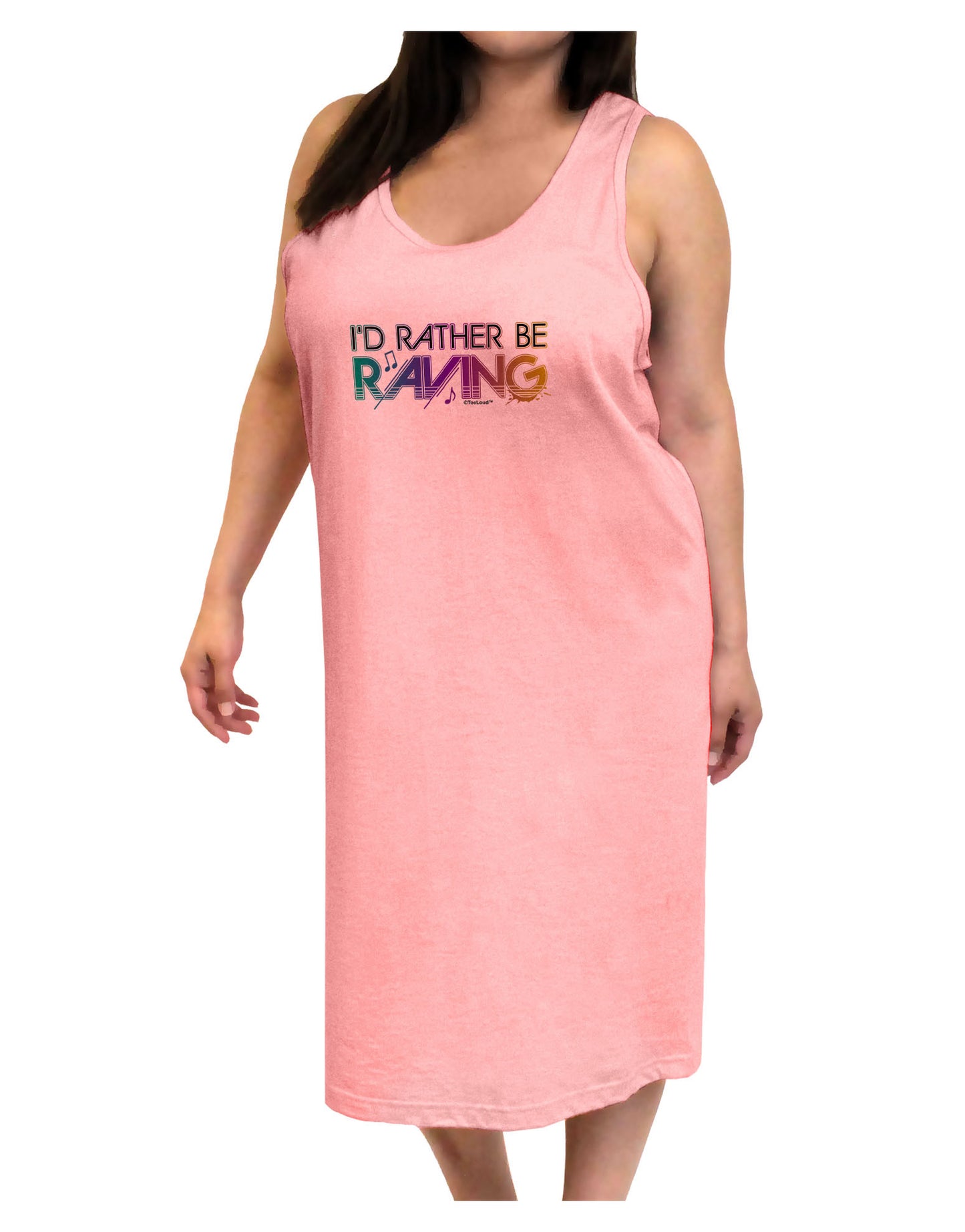 I'd Rather Be Raving Adult Tank Top Dress Night Shirt-Night Shirt-TooLoud-Pink-One-Size-Adult-Davson Sales