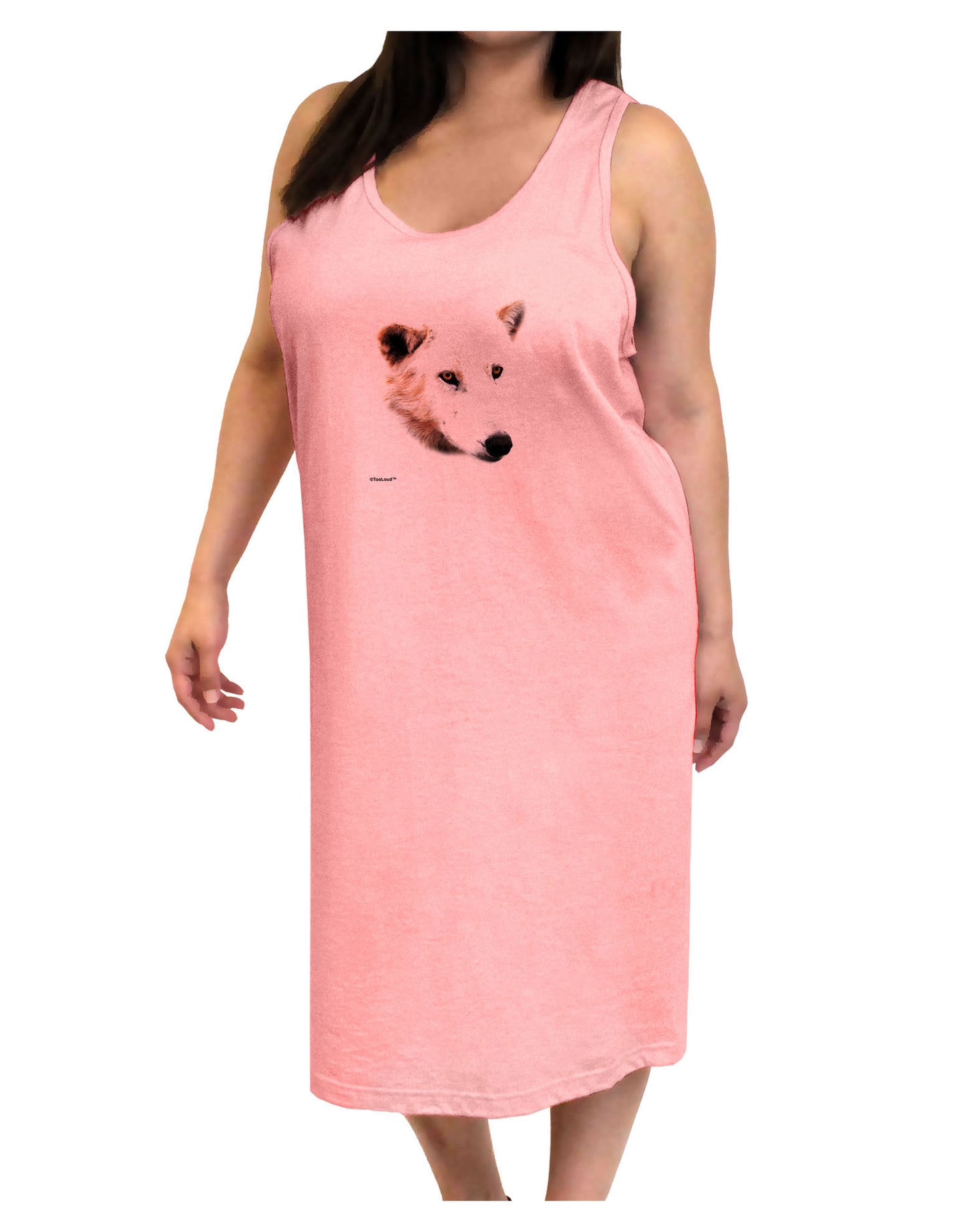 White Wolf Head Cutout Adult Tank Top Dress Night Shirt-Night Shirt-TooLoud-Pink-One-Size-Adult-Davson Sales