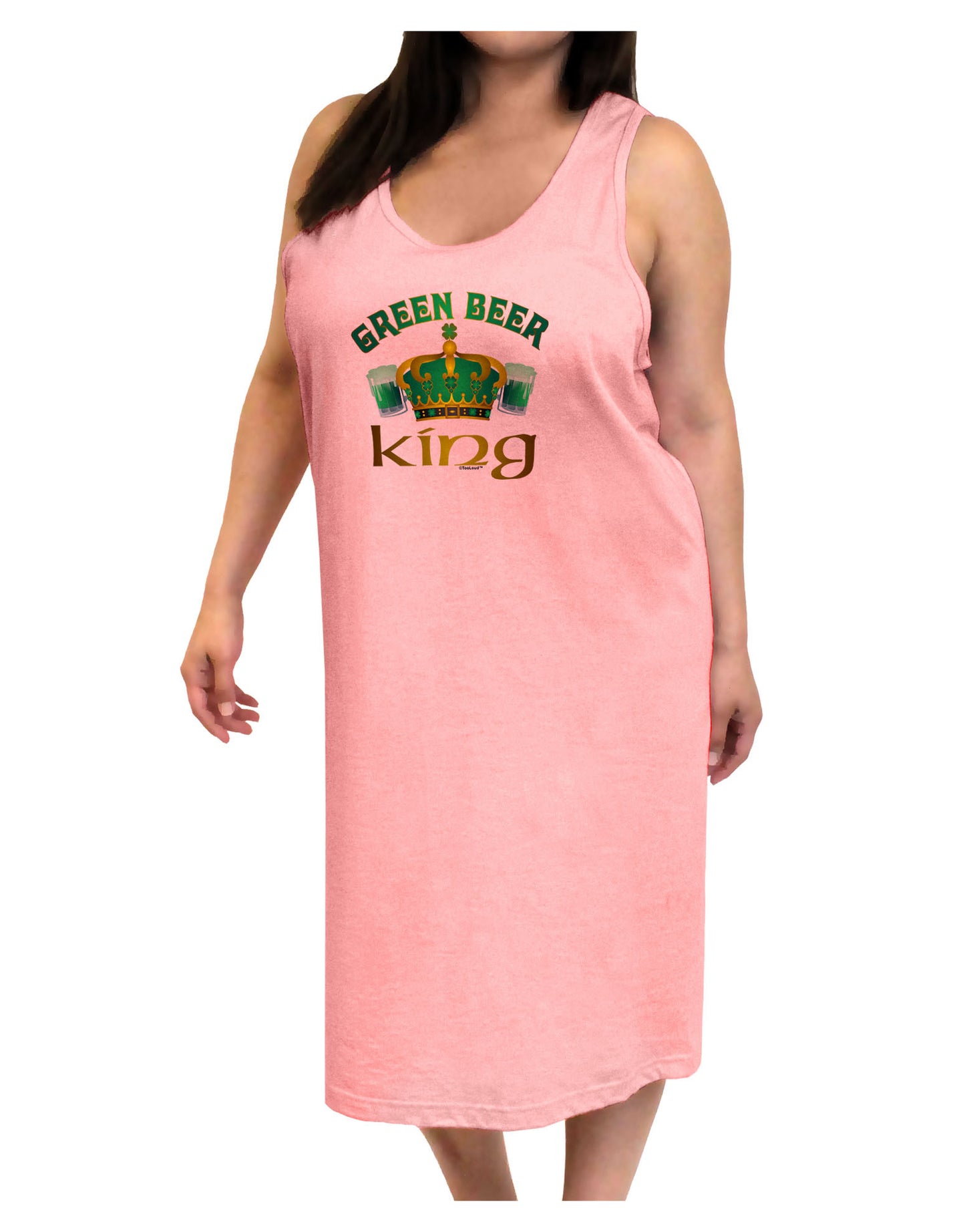 Green Beer King Adult Tank Top Dress Night Shirt-Night Shirt-TooLoud-Pink-One-Size-Adult-Davson Sales