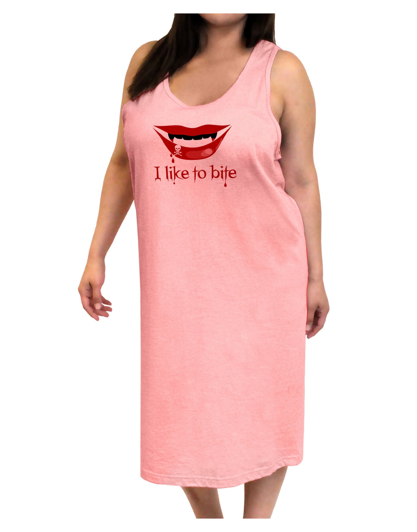 Like to Bite Adult Tank Top Dress Night Shirt-Night Shirt-TooLoud-Pink-One-Size-Adult-Davson Sales