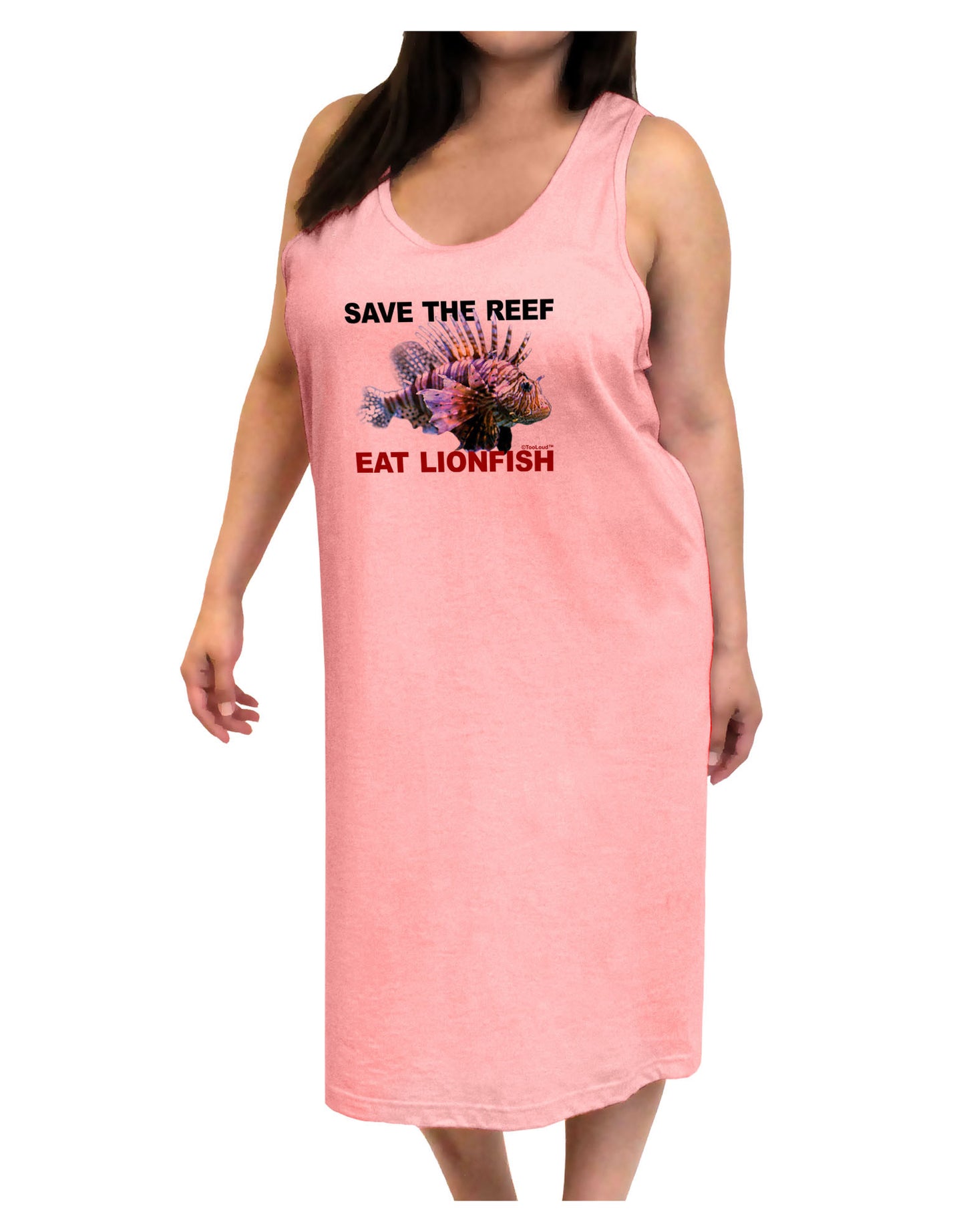 Save the Reef - Eat Lionfish Adult Tank Top Dress Night Shirt-Night Shirt-TooLoud-Pink-One-Size-Adult-Davson Sales