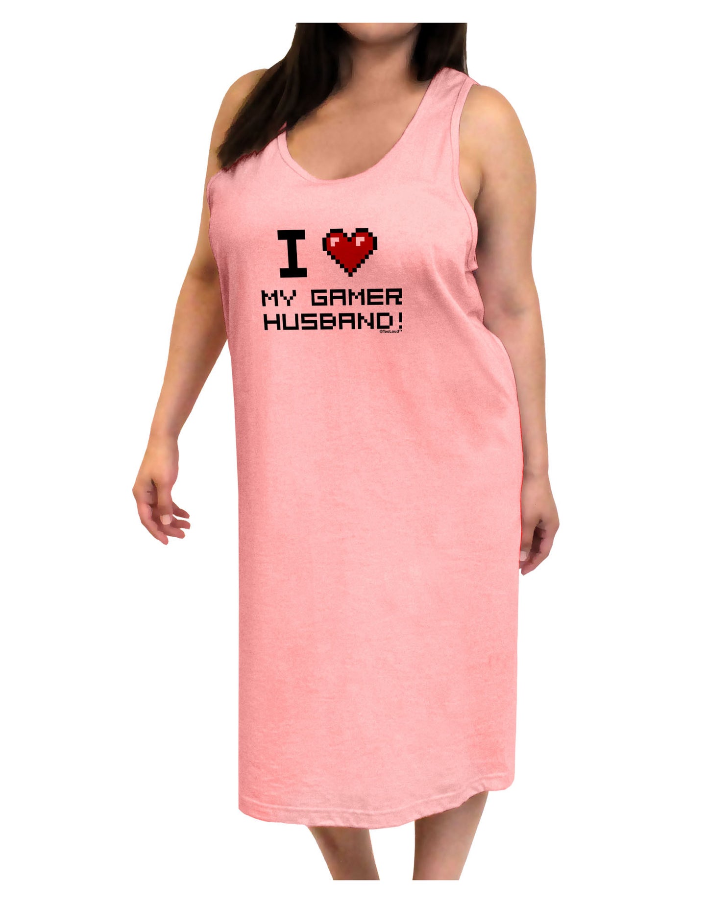I Heart My Gamer Husband Adult Tank Top Dress Night Shirt-Night Shirt-TooLoud-Pink-One-Size-Adult-Davson Sales