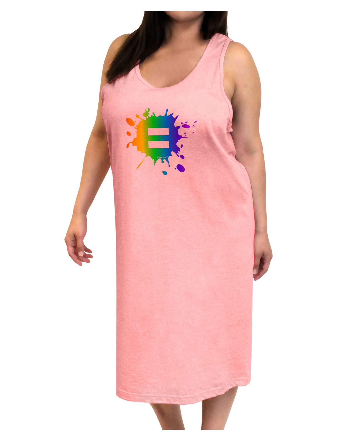 Equal Rainbow Paint Splatter Adult Tank Top Dress Night Shirt by TooLoud-Night Shirt-TooLoud-Pink-One-Size-Adult-Davson Sales