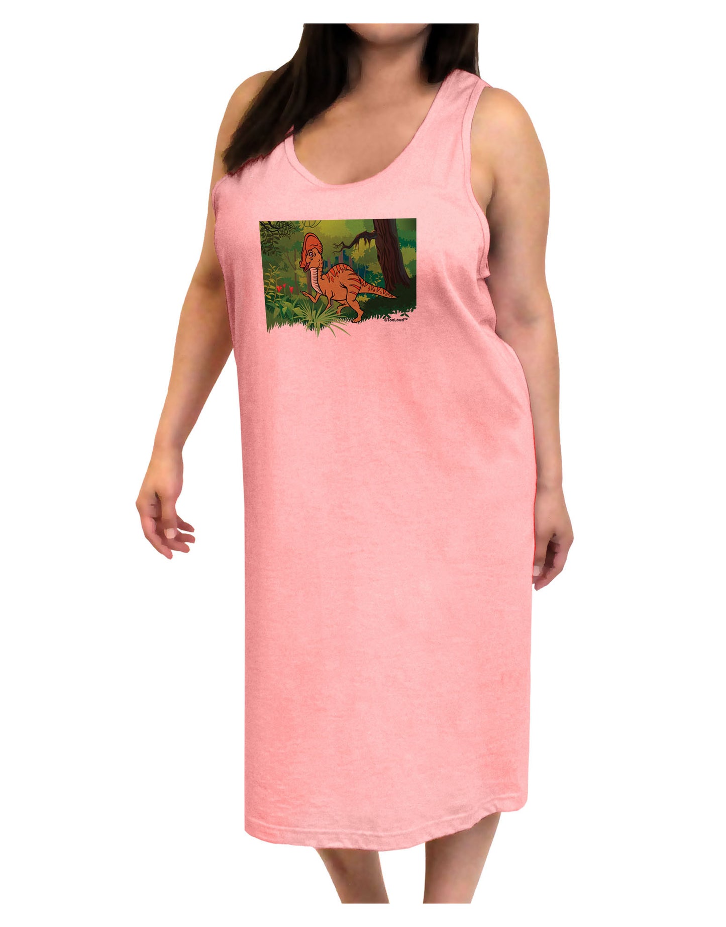 Parasaurolophus Walkeri - Without Name Adult Tank Top Dress Night Shirt-Night Shirt-TooLoud-Pink-One-Size-Adult-Davson Sales