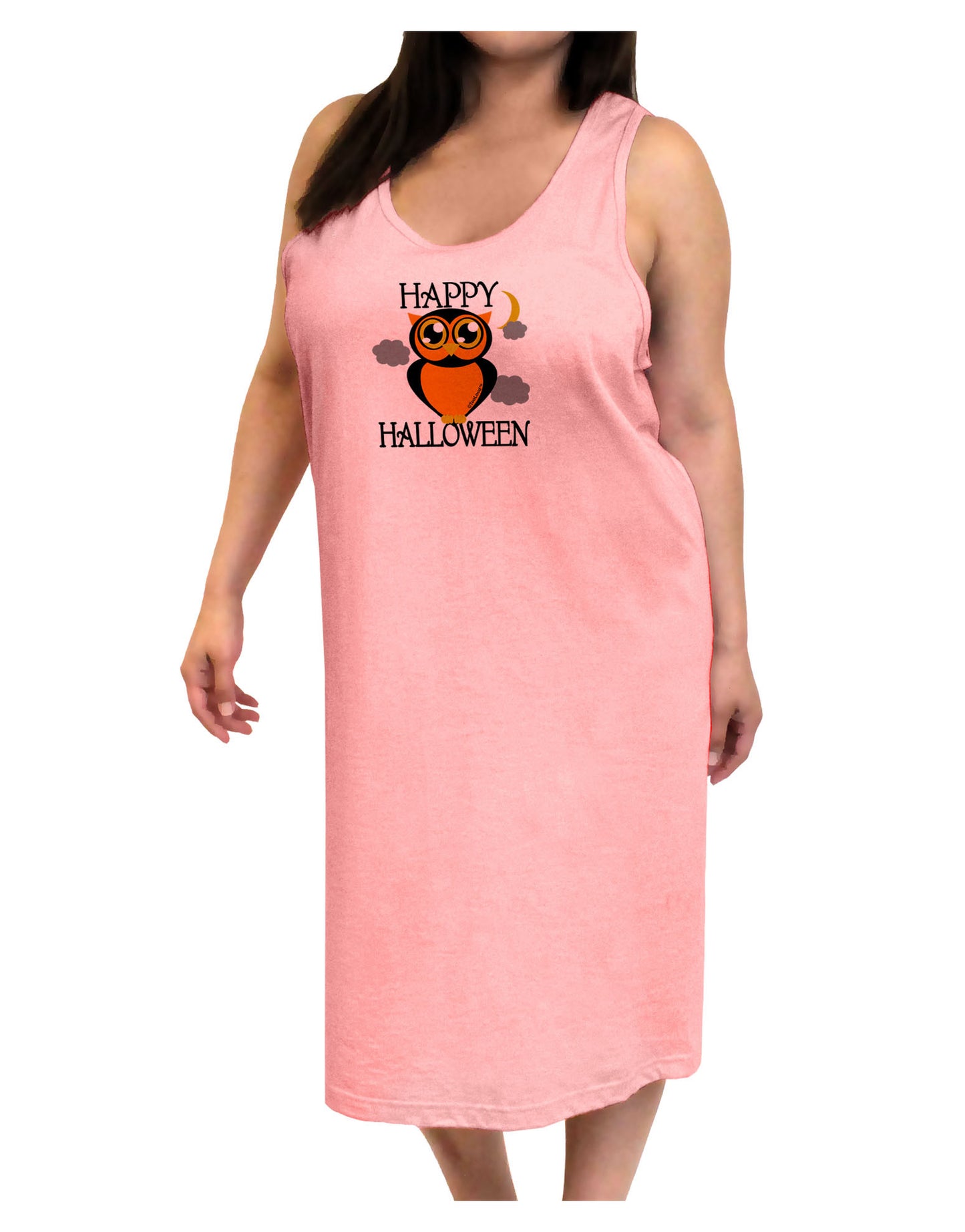 Owl Orange Text Adult Tank Top Dress Night Shirt-Night Shirt-TooLoud-Pink-One-Size-Adult-Davson Sales