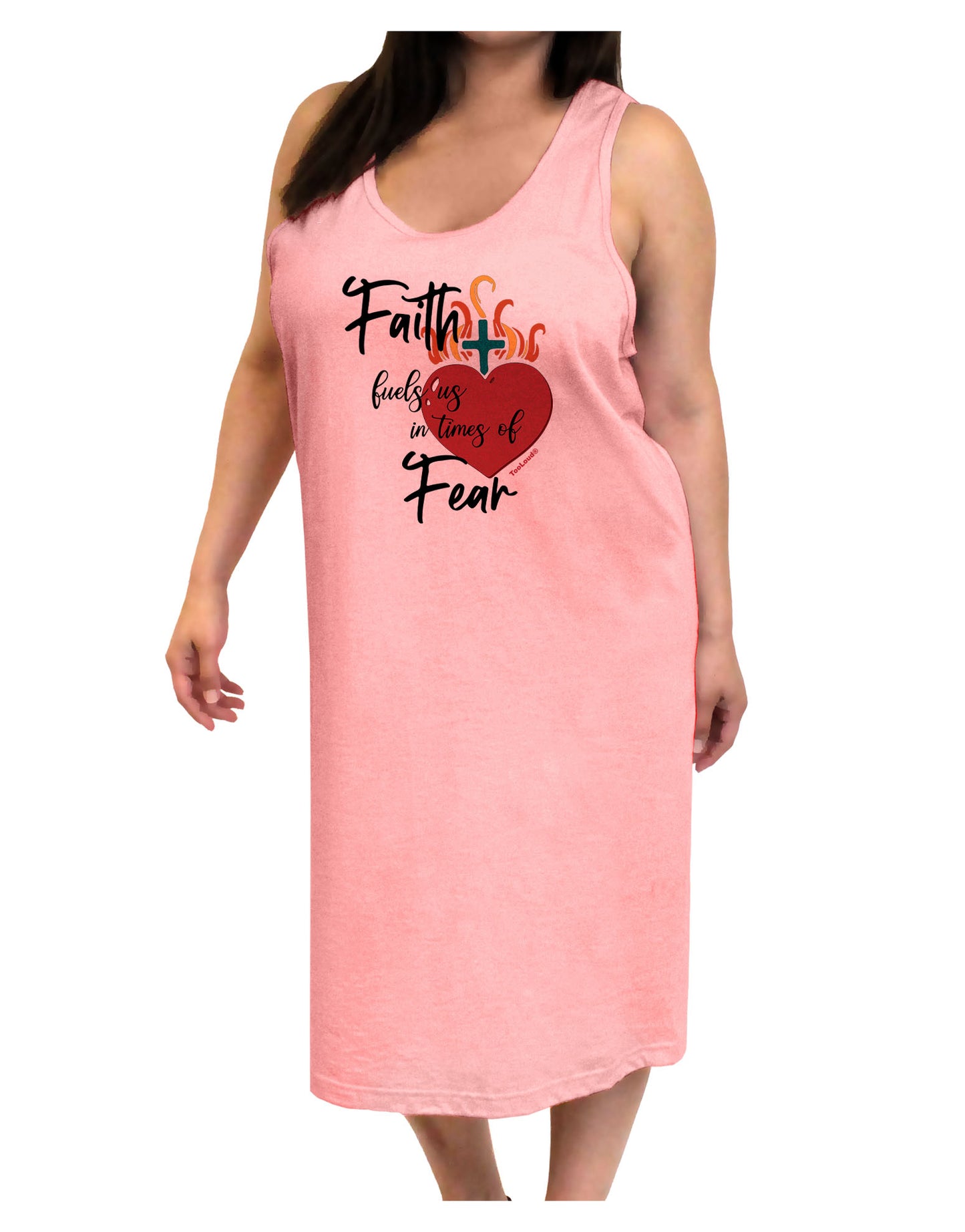 Faith Fuels us in Times of Fear Adult Tank Top Dress Night Shirt-Night Shirt-TooLoud-Pink-One-Size-Adult-Davson Sales