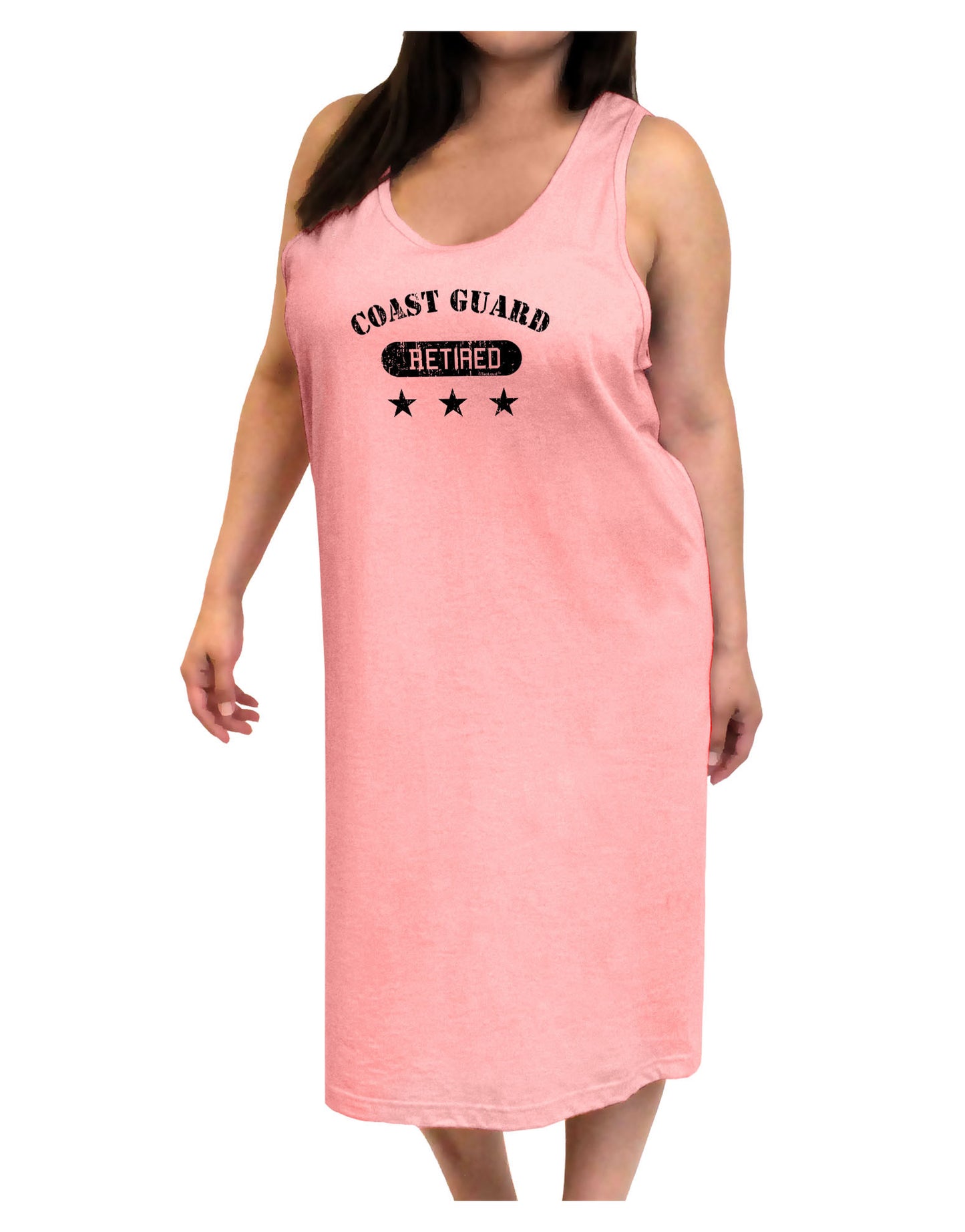 Retired Coast Guard Adult Tank Top Dress Night Shirt-Night Shirt-TooLoud-Pink-One-Size-Adult-Davson Sales