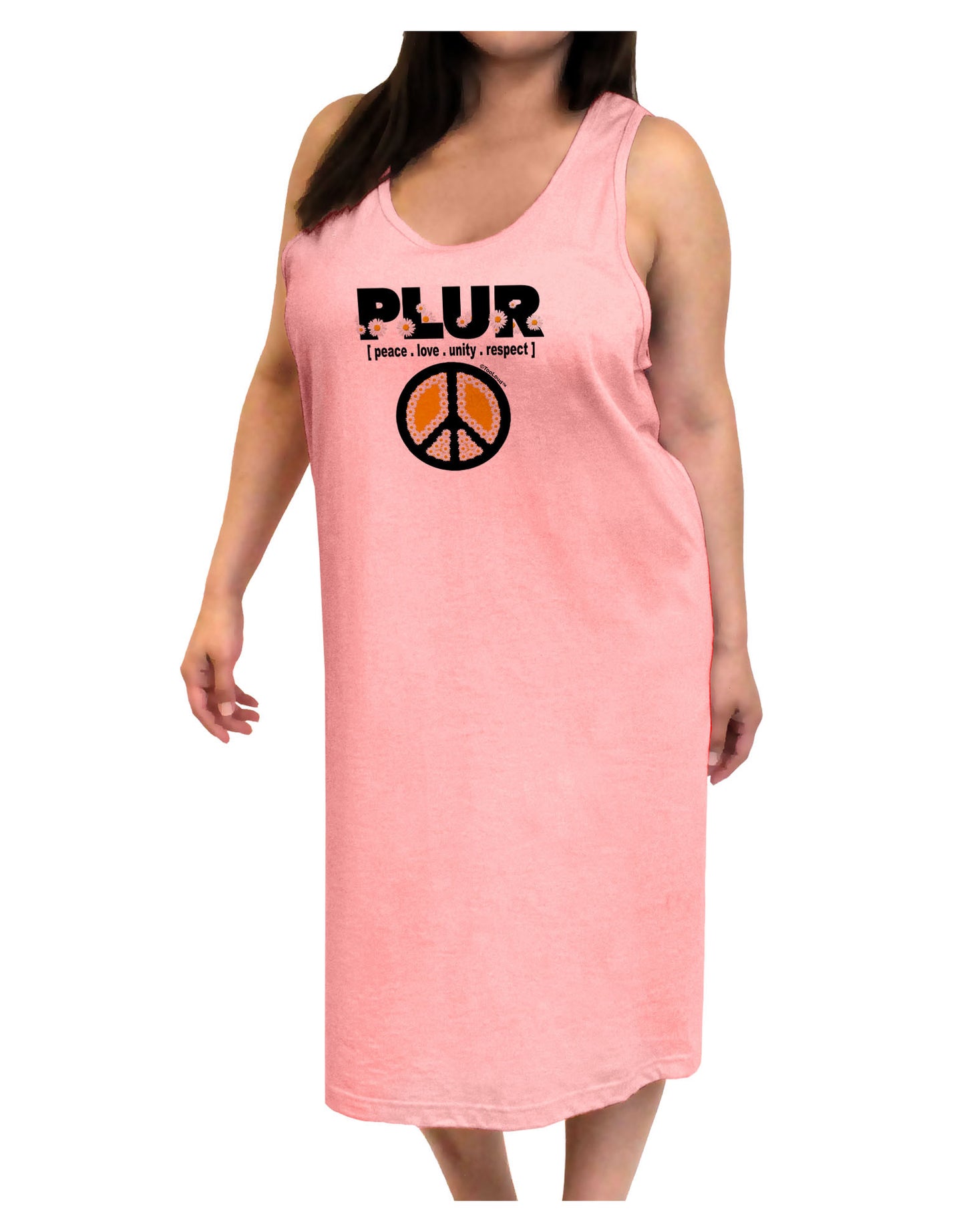 PLUR Daisies Adult Tank Top Dress Night Shirt-Night Shirt-TooLoud-Pink-One-Size-Adult-Davson Sales