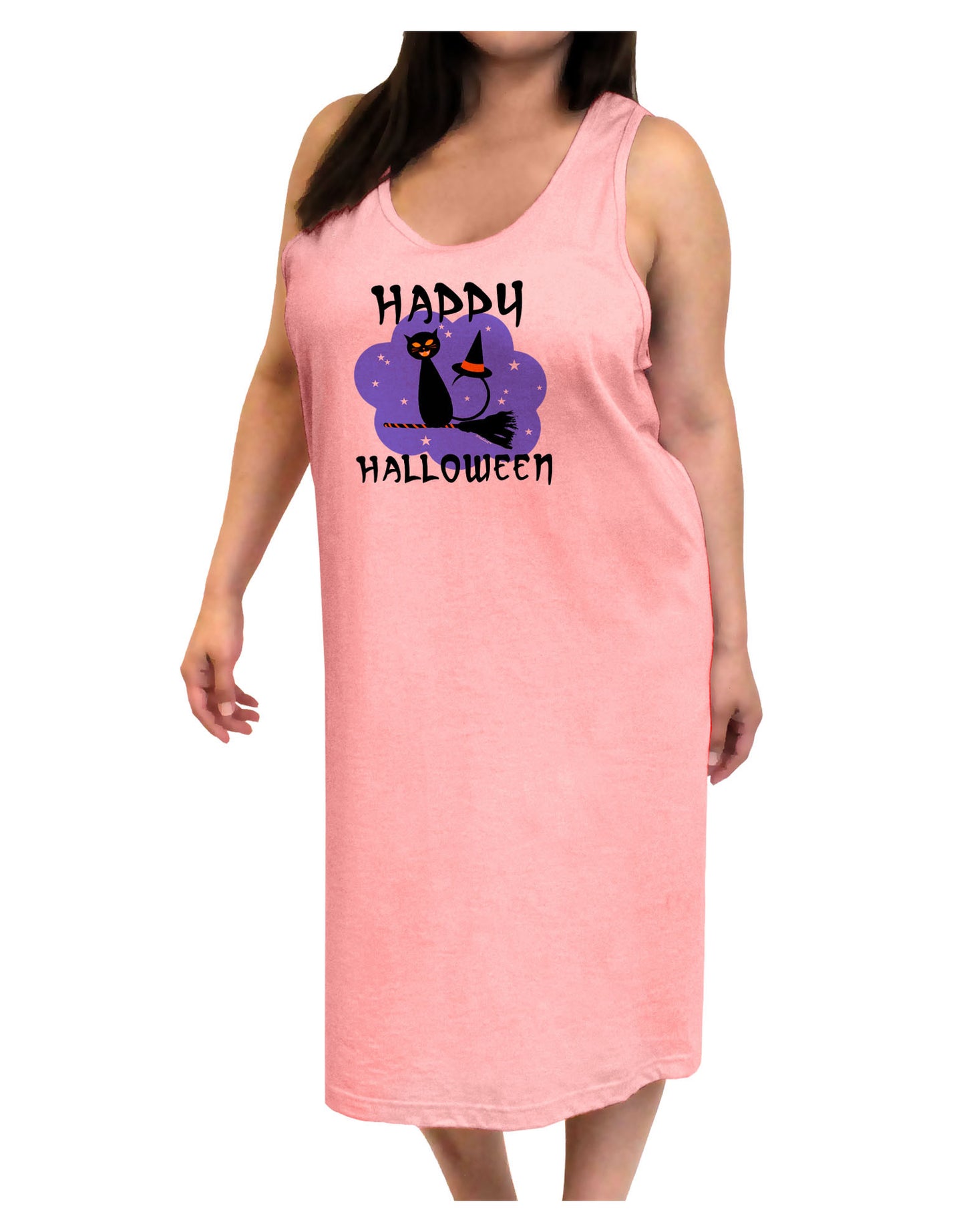 Witch Cat Adult Tank Top Dress Night Shirt-Night Shirt-TooLoud-Pink-One-Size-Adult-Davson Sales