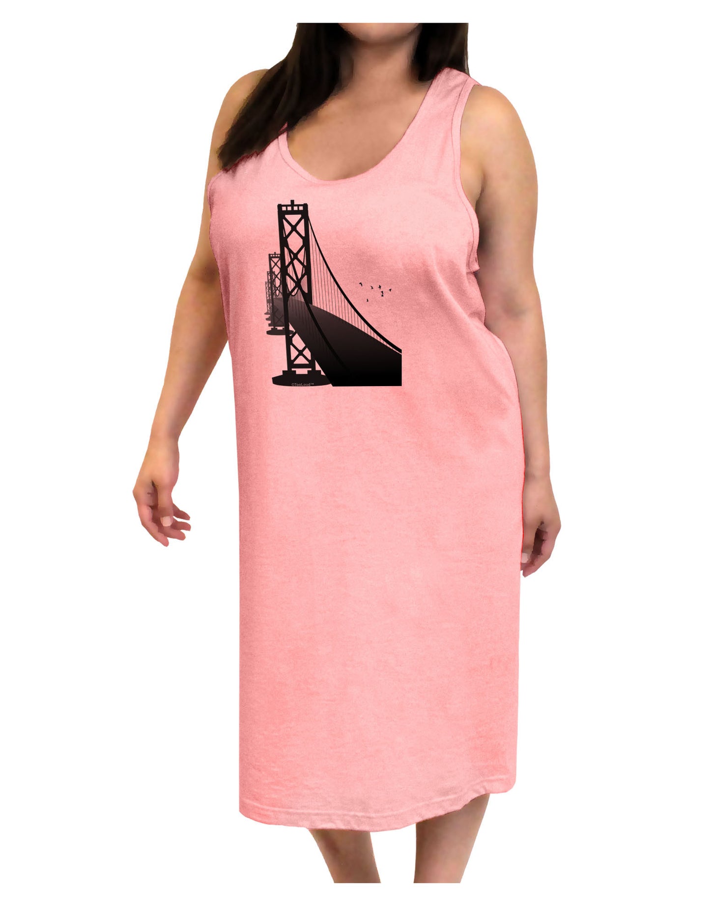 San Francisco Bay Bridge Adult Tank Top Dress Night Shirt-Night Shirt-TooLoud-Pink-One-Size-Adult-Davson Sales