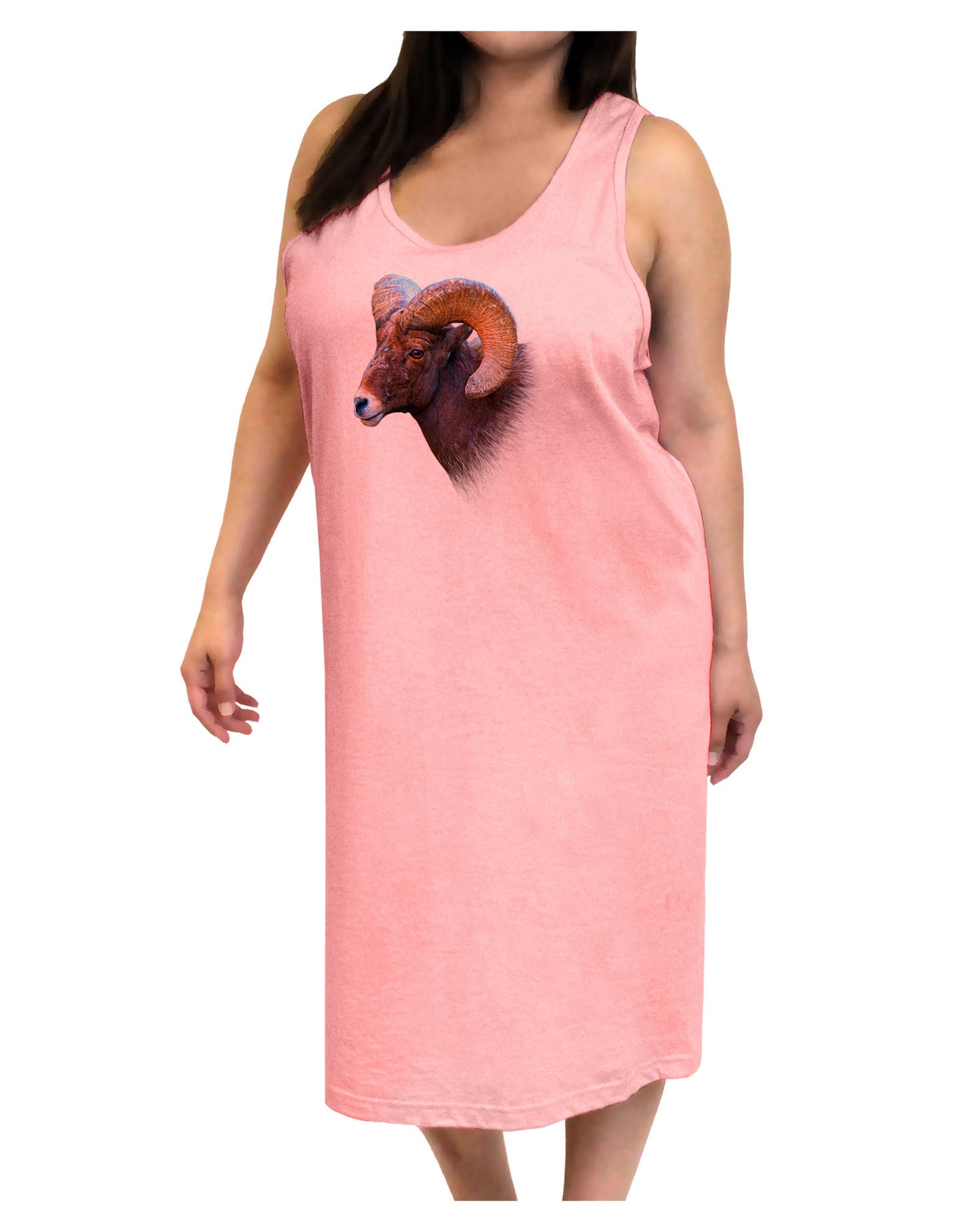 Majestic Bighorn Ram Adult Tank Top Dress Night Shirt-Night Shirt-TooLoud-Pink-One-Size-Adult-Davson Sales