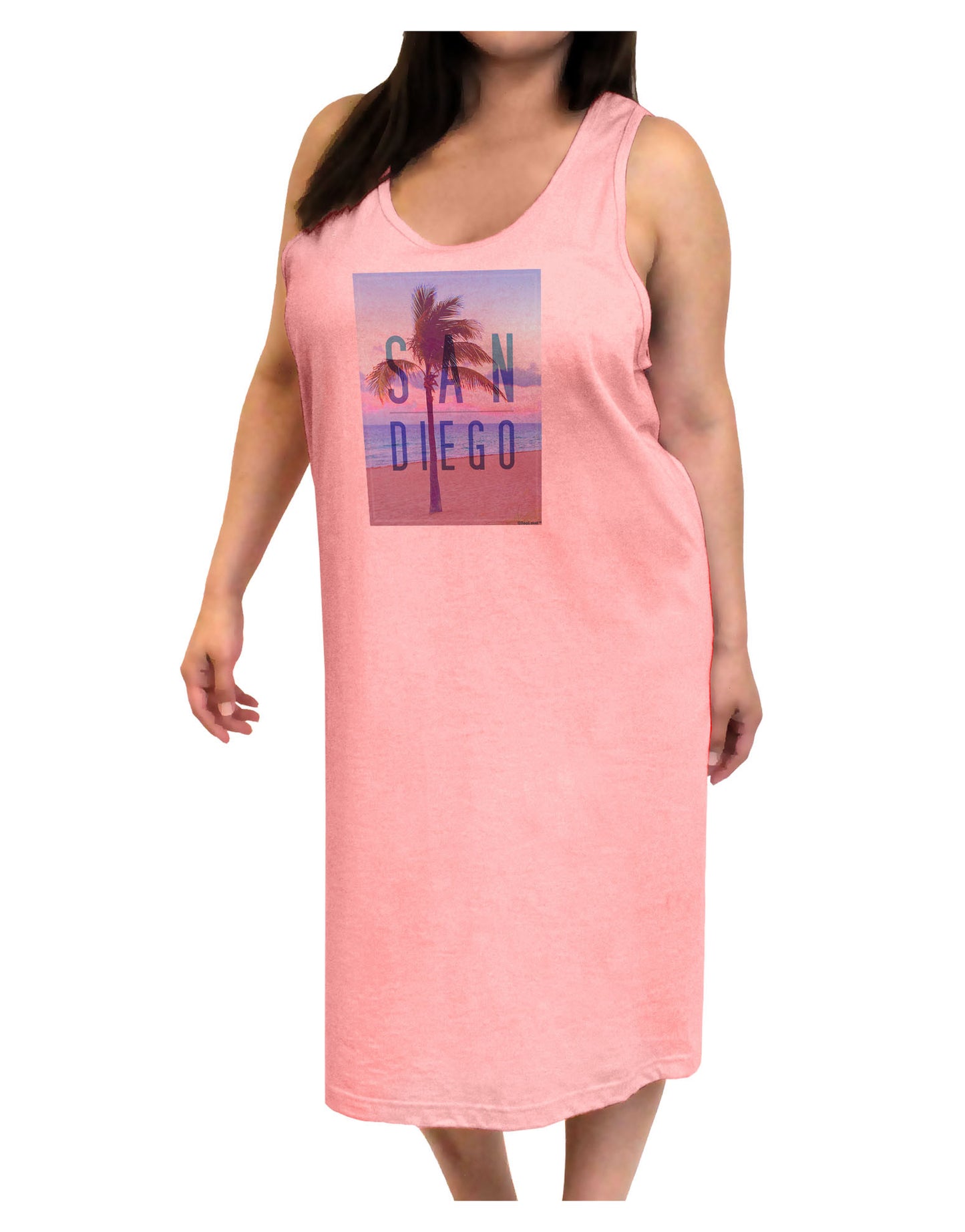 San Diego Beach Filter Adult Tank Top Dress Night Shirt-Night Shirt-TooLoud-Pink-One-Size-Adult-Davson Sales