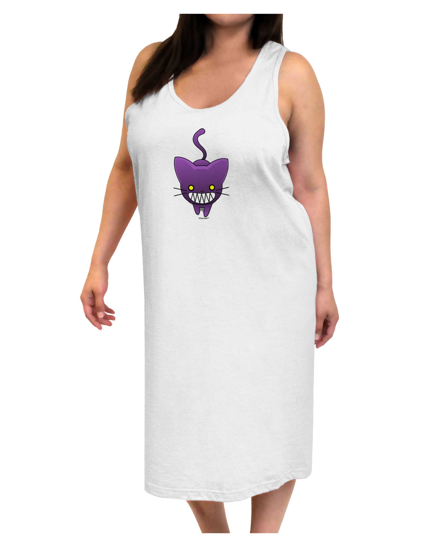 Evil Kitty Adult Tank Top Dress Night Shirt-Night Shirt-TooLoud-White-One-Size-Adult-Davson Sales