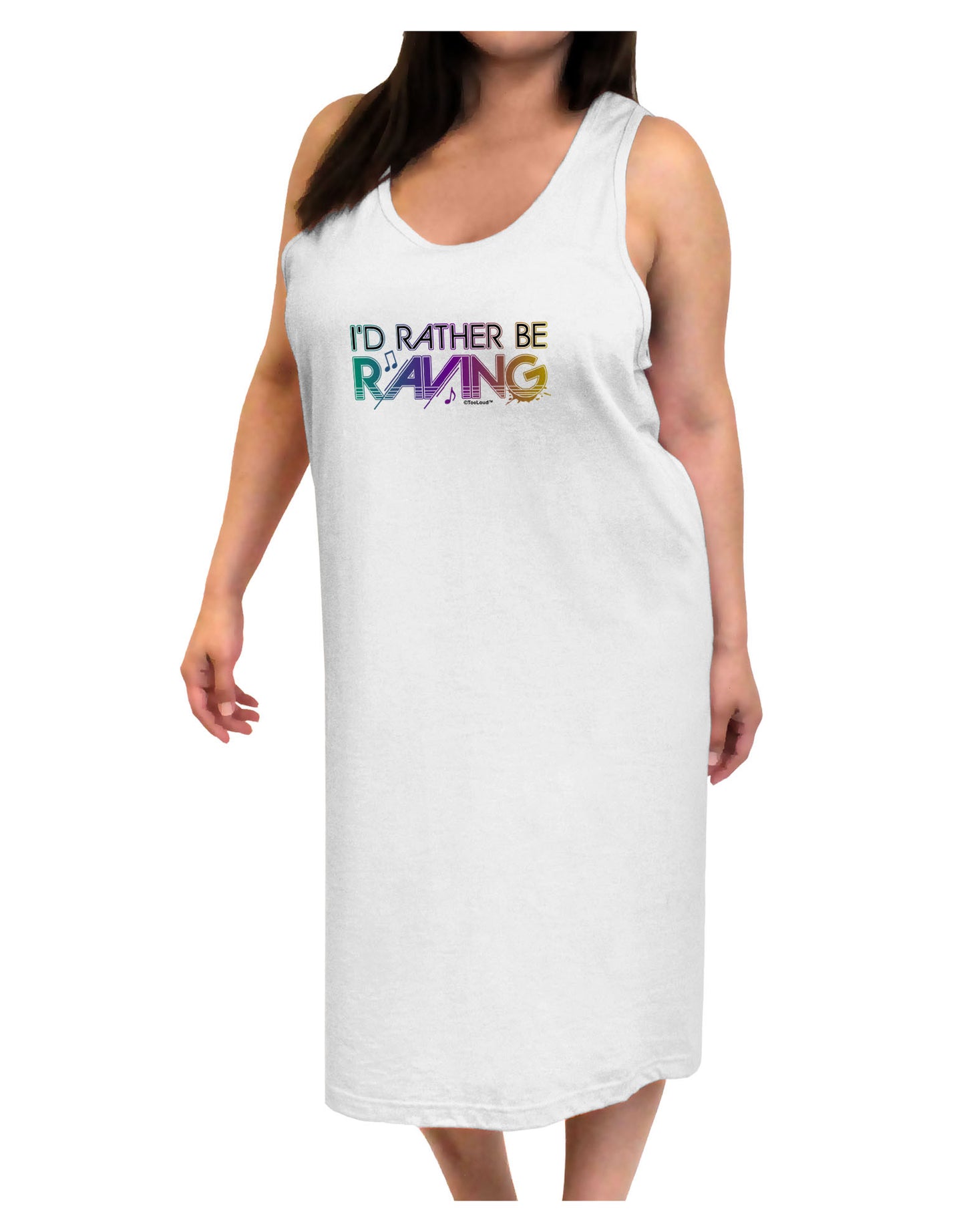 I'd Rather Be Raving Adult Tank Top Dress Night Shirt-Night Shirt-TooLoud-White-One-Size-Adult-Davson Sales