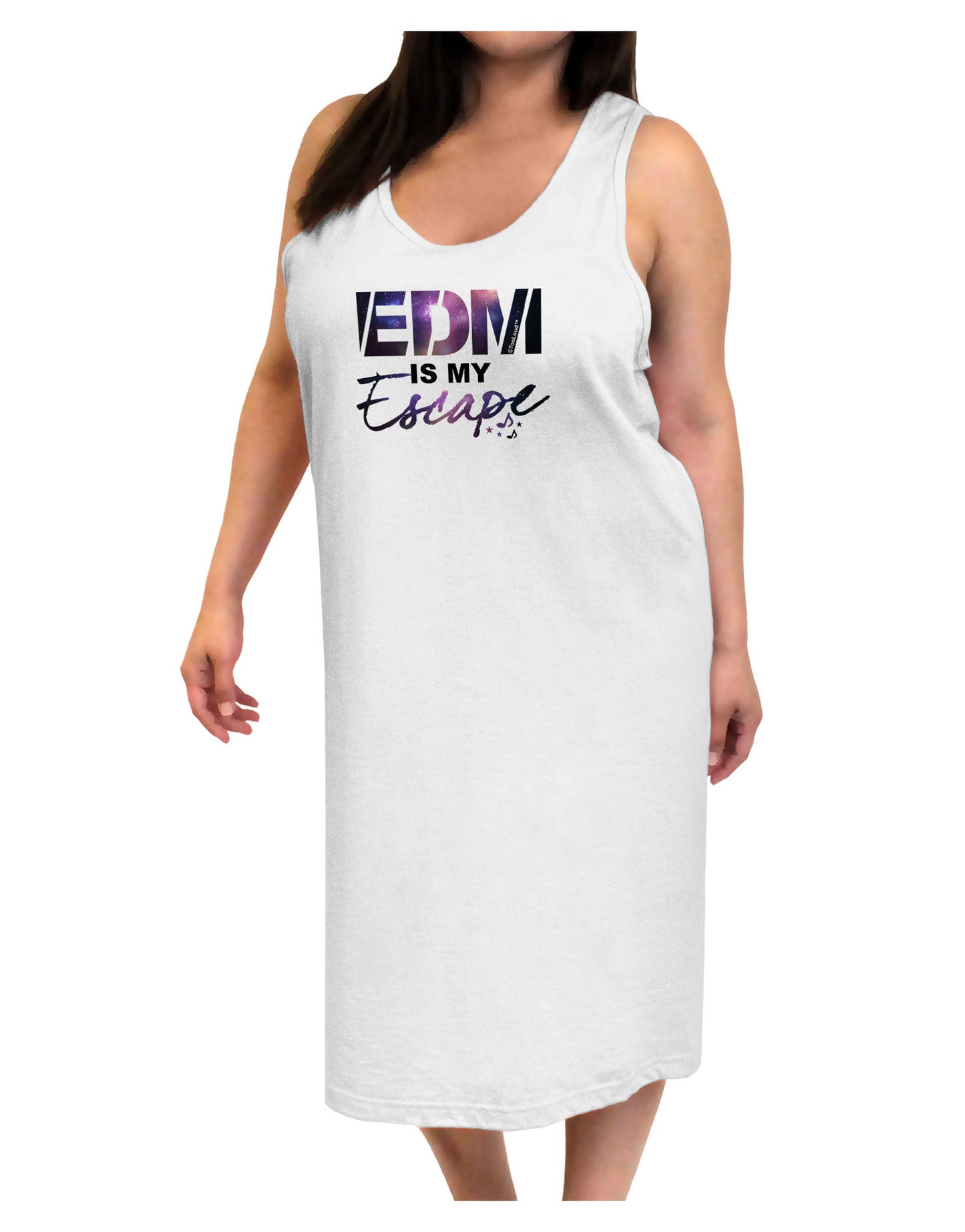 EDM Is My Escape Adult Tank Top Dress Night Shirt-Night Shirt-TooLoud-White-One-Size-Adult-Davson Sales