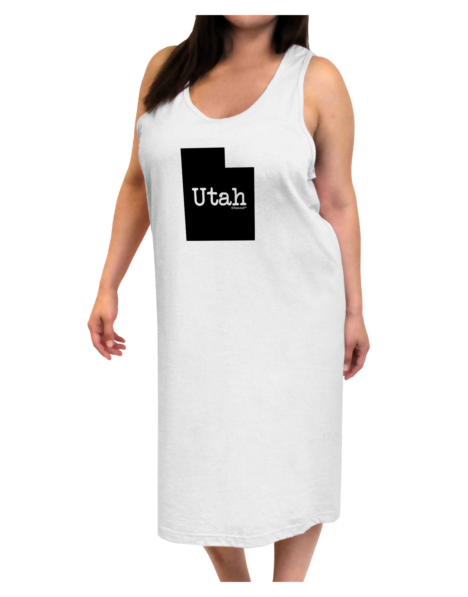 Utah - United States Shape Adult Tank Top Dress Night Shirt by TooLoud-Night Shirt-TooLoud-White-One-Size-Davson Sales