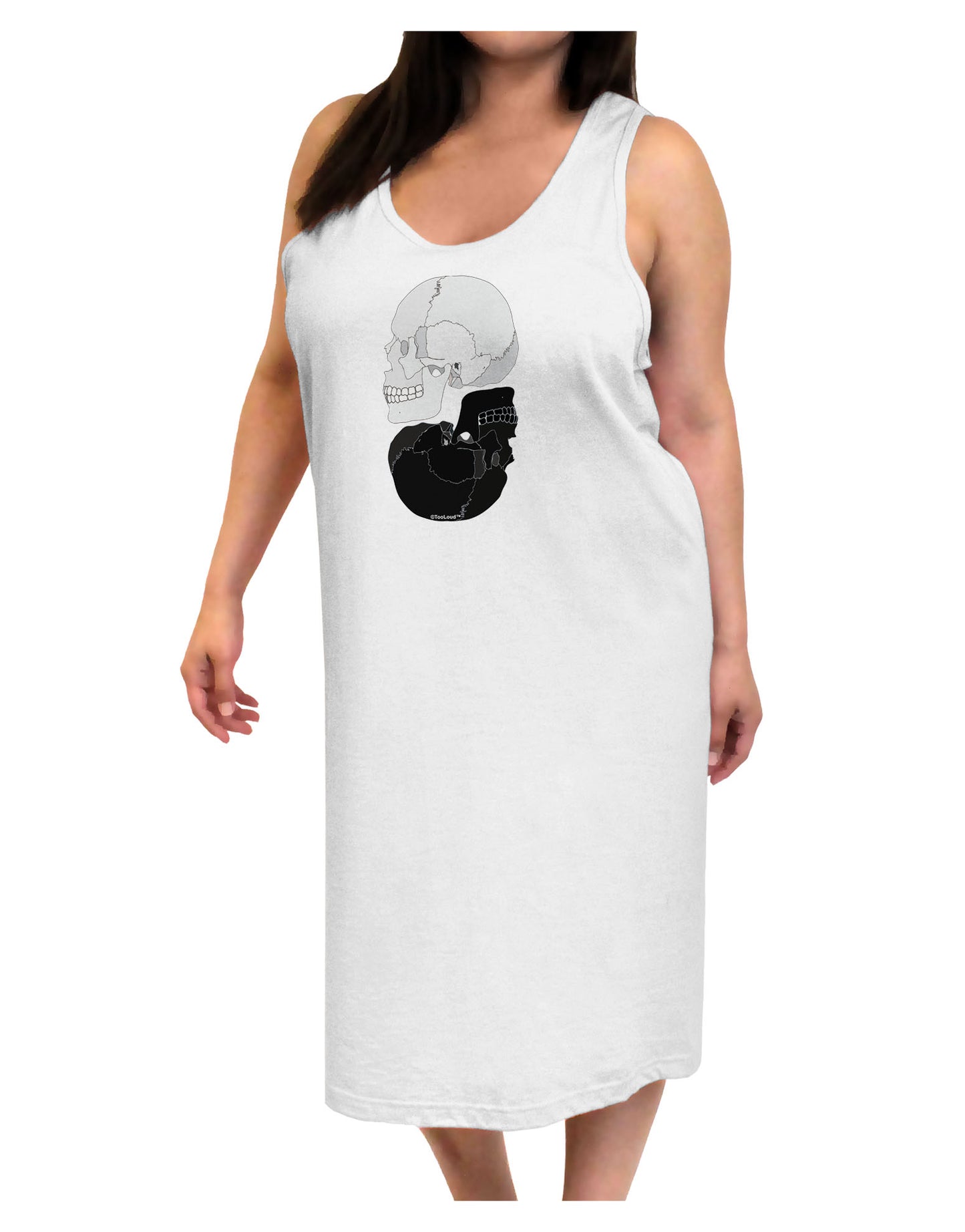 White And Black Inverted Skulls Adult Tank Top Dress Night Shirt by TooLoud-Night Shirt-TooLoud-White-One-Size-Davson Sales