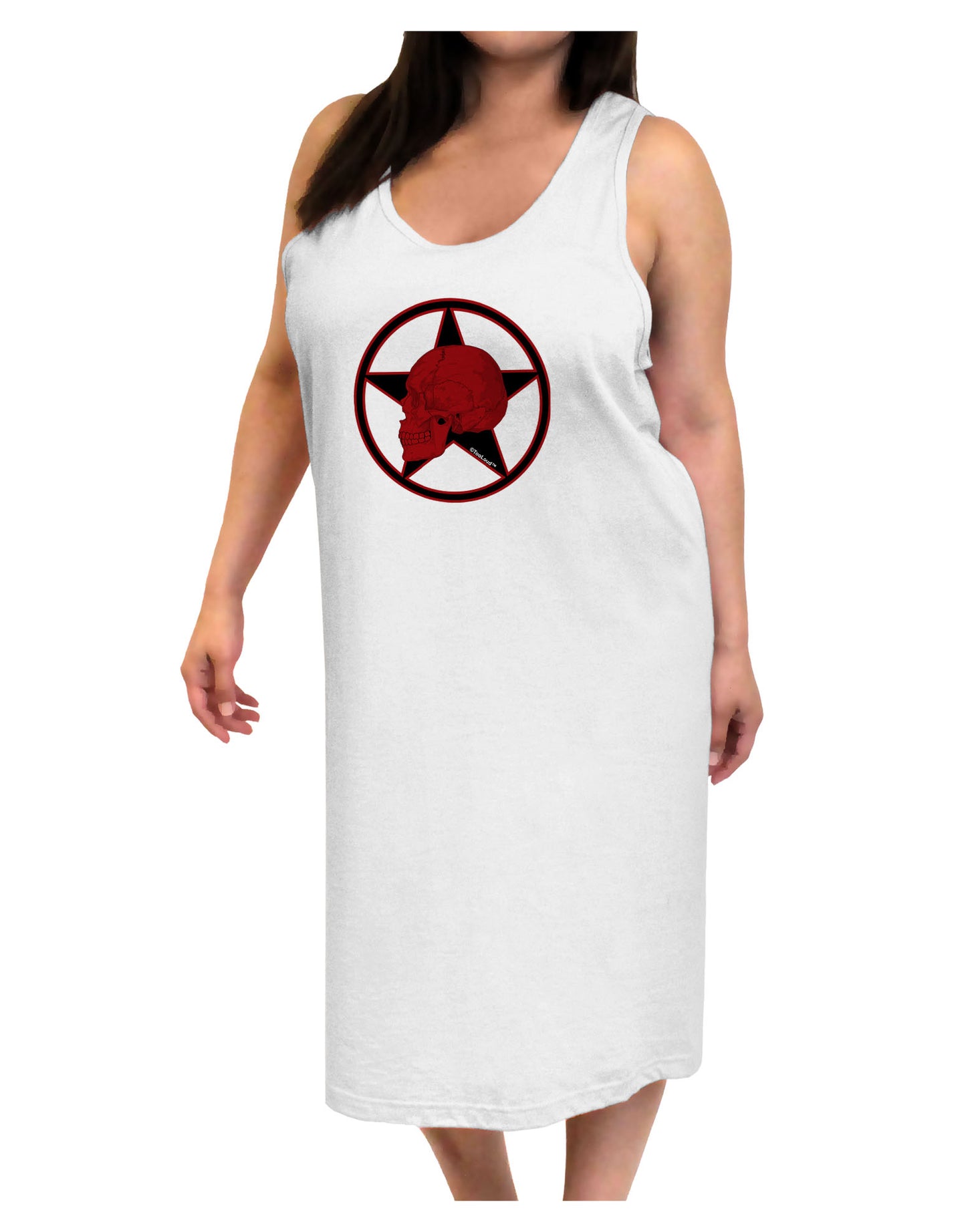 Blood Red Skull Adult Tank Top Dress Night Shirt by TooLoud-Night Shirt-TooLoud-White-One-Size-Davson Sales