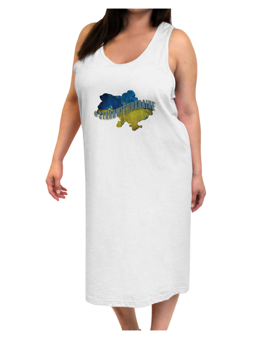 #stand with Ukraine Country Adult Tank Top Dress Night Shirt-Night Shirt-TooLoud-White-One-Size-Adult-Davson Sales