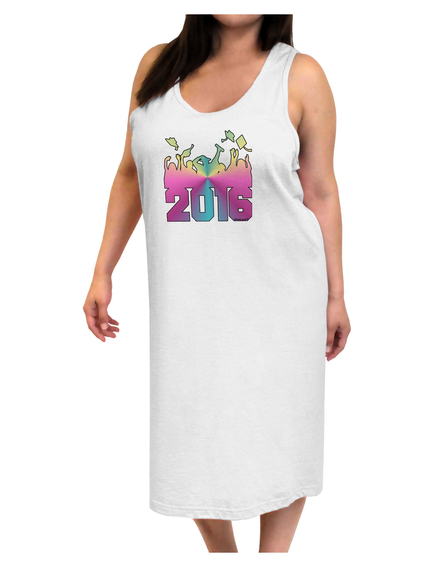Current Year Graduation Color Adult Tank Top Dress Night Shirt White / One-Size-Adult