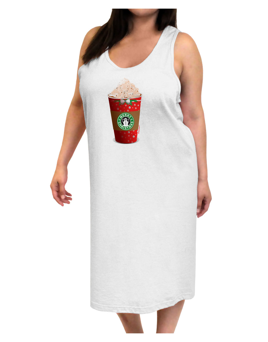 Merry Christmas Latte Cup Adult Tank Top Dress Night Shirt-Night Shirt-TooLoud-White-One-Size-Adult-Davson Sales