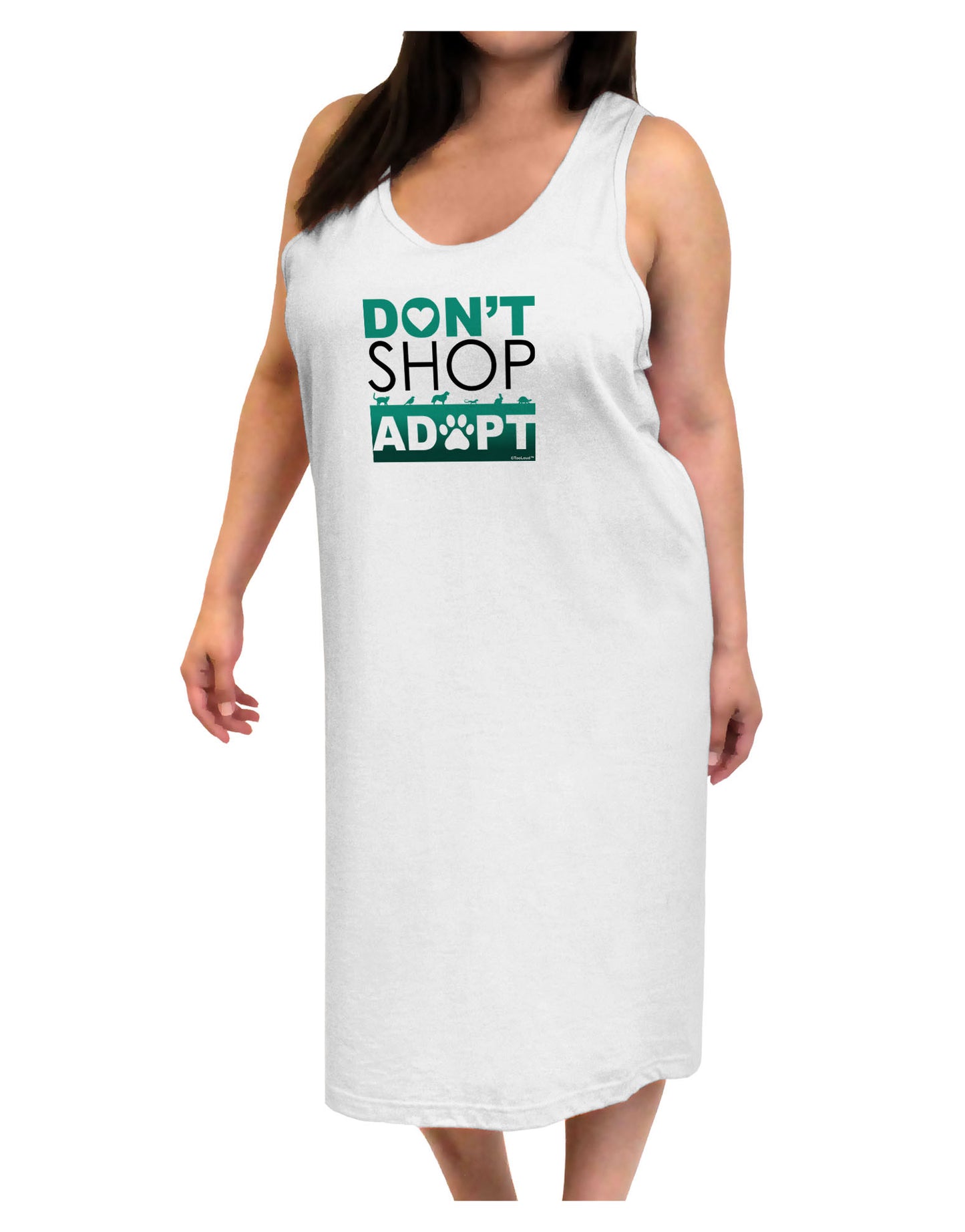Don't Shop Adopt Adult Tank Top Dress Night Shirt-Night Shirt-TooLoud-White-One-Size-Adult-Davson Sales
