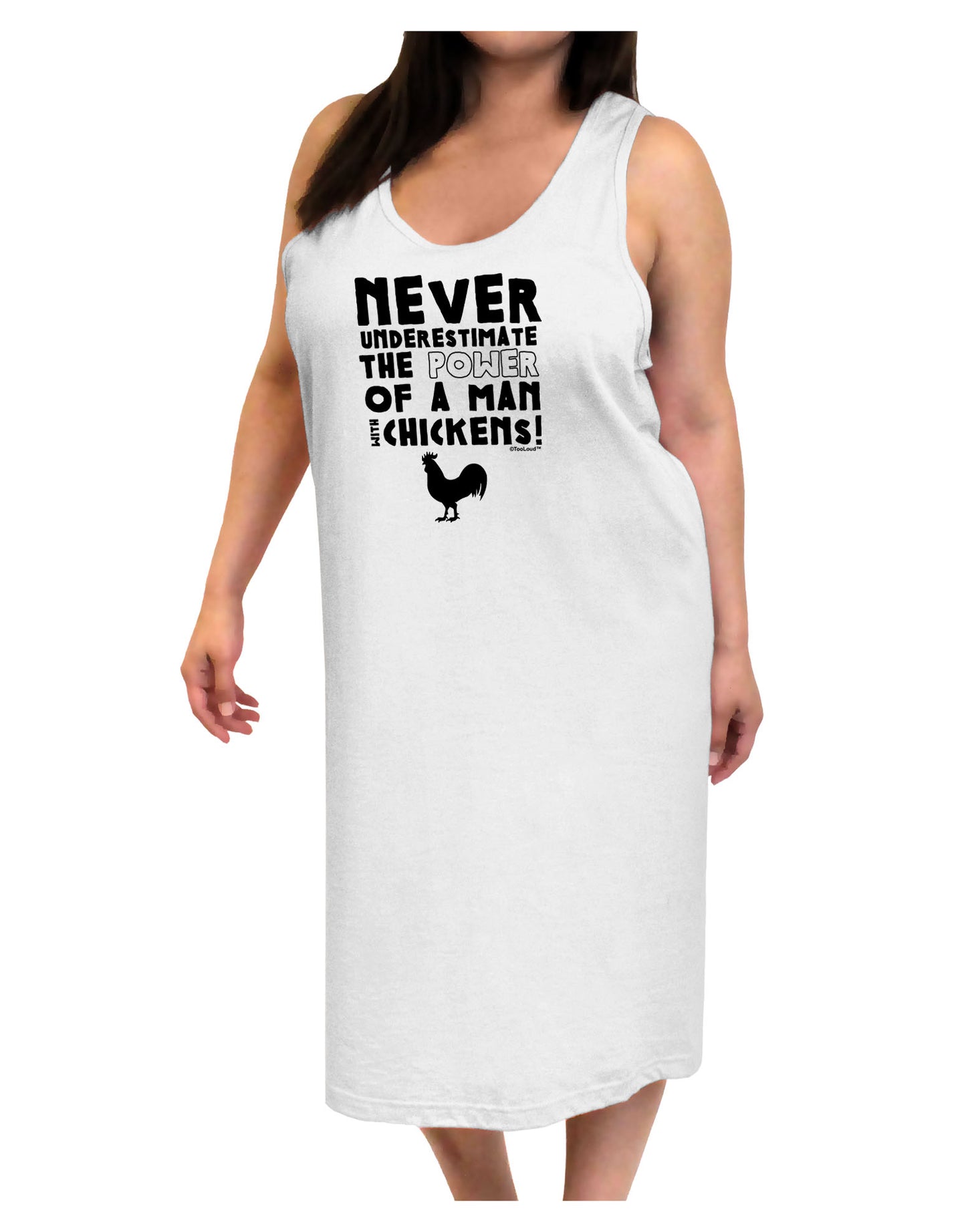 A Man With Chickens Adult Tank Top Dress Night Shirt-Night Shirt-TooLoud-White-One-Size-Adult-Davson Sales