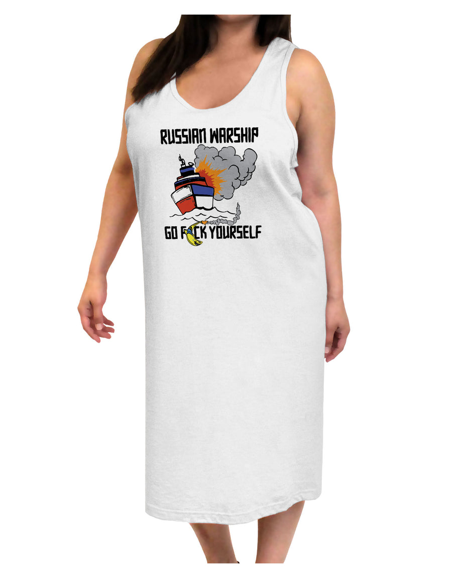 Russian Warship go F Yourself Adult Tank Top Dress Night Shirt-Night Shirt-TooLoud-White-One-Size-Adult-Davson Sales