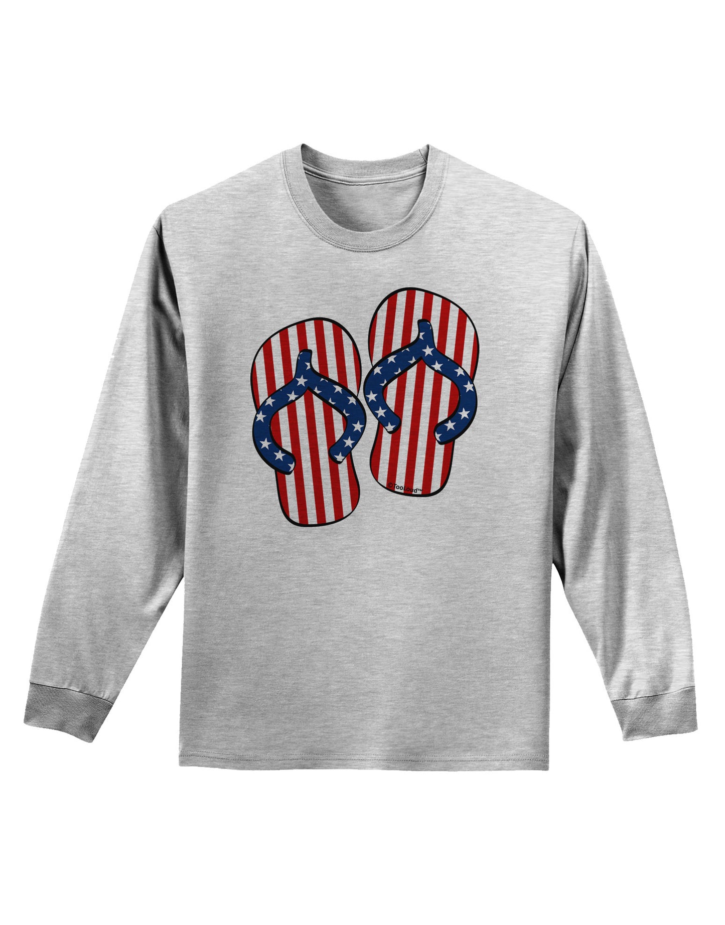 Stars and Stripes Flip Flops Adult Long Sleeve Shirt-Long Sleeve Shirt-TooLoud-AshGray-Small-Davson Sales