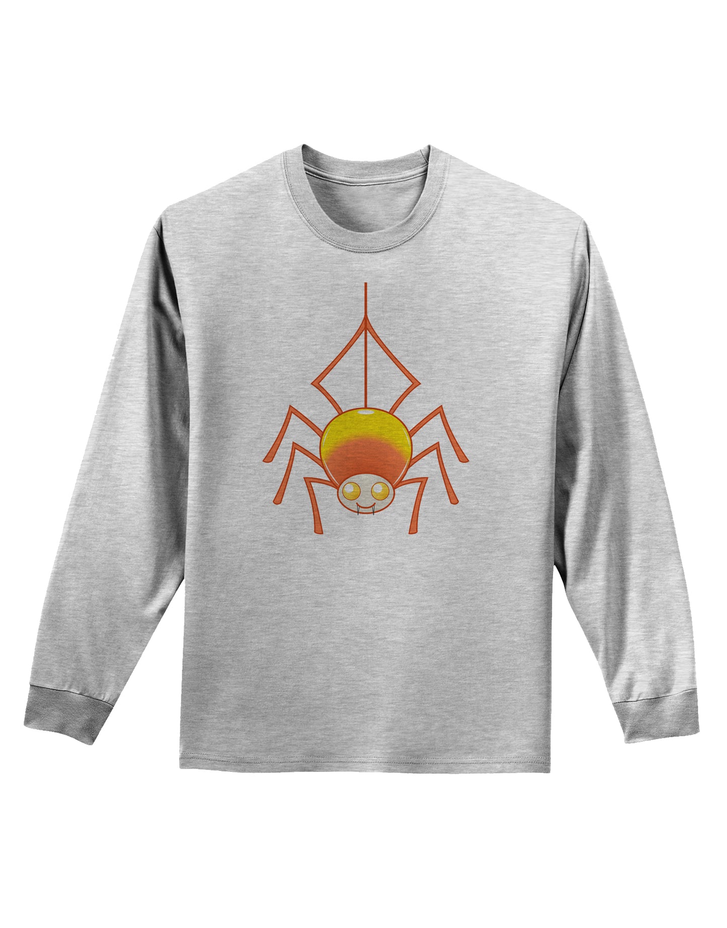 Cute Candy Corn Spider - Halloween Adult Long Sleeve Shirt-Long Sleeve Shirt-TooLoud-AshGray-Small-Davson Sales