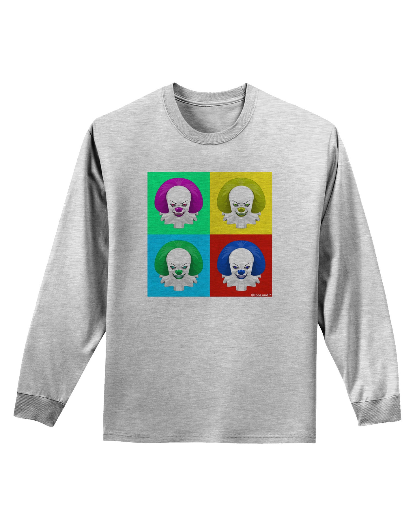 Clown Face Pop Art 2 Adult Long Sleeve Shirt-Long Sleeve Shirt-TooLoud-AshGray-Small-Davson Sales