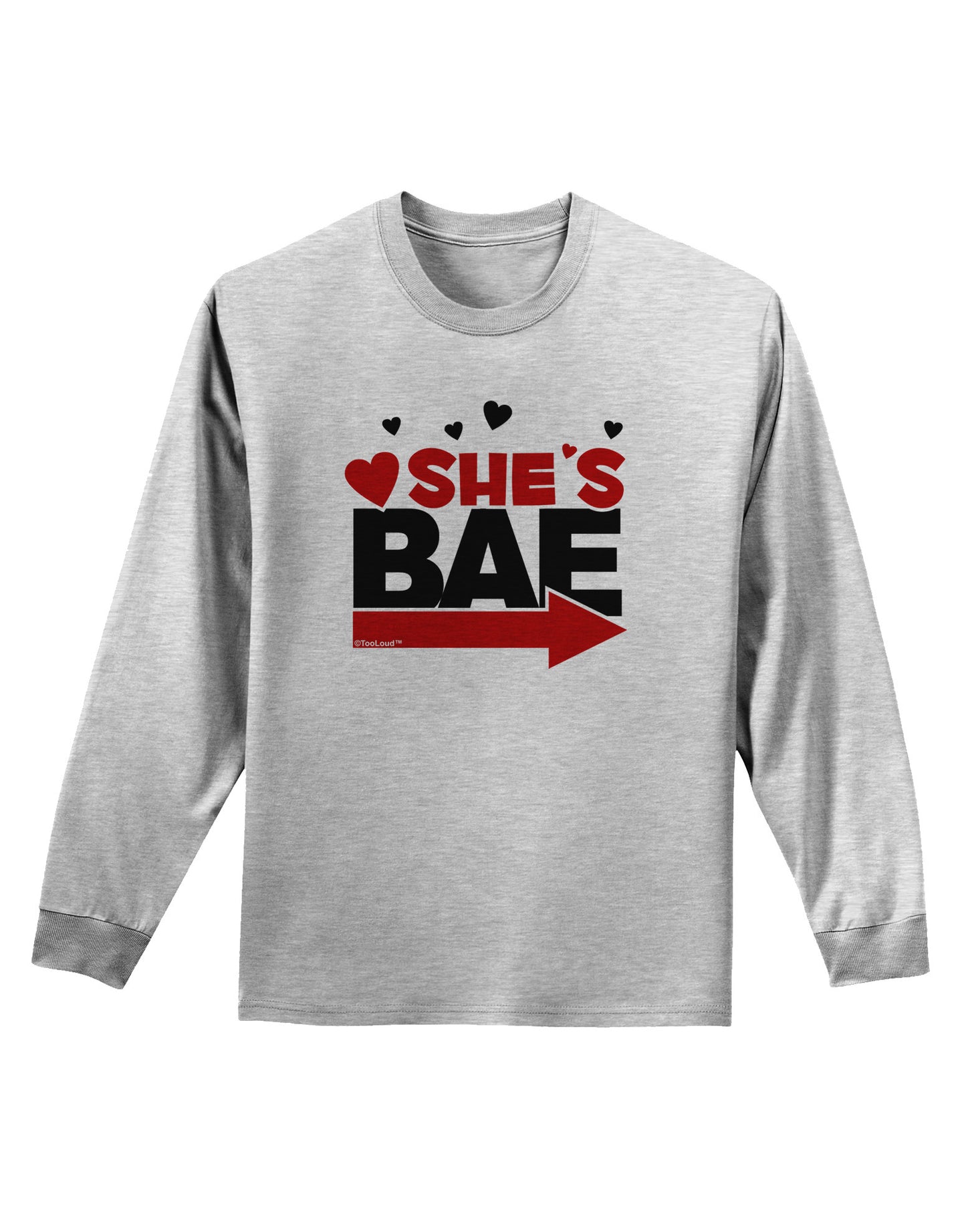 She's BAE - Right Arrow Adult Long Sleeve Shirt-Long Sleeve Shirt-TooLoud-AshGray-Small-Davson Sales