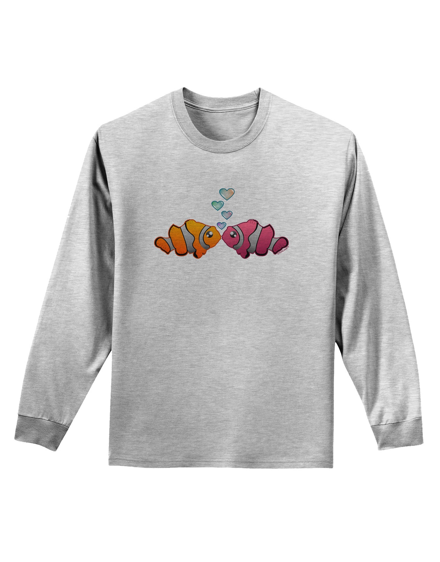 Kissy Clownfish Adult Long Sleeve Shirt-Long Sleeve Shirt-TooLoud-AshGray-Small-Davson Sales