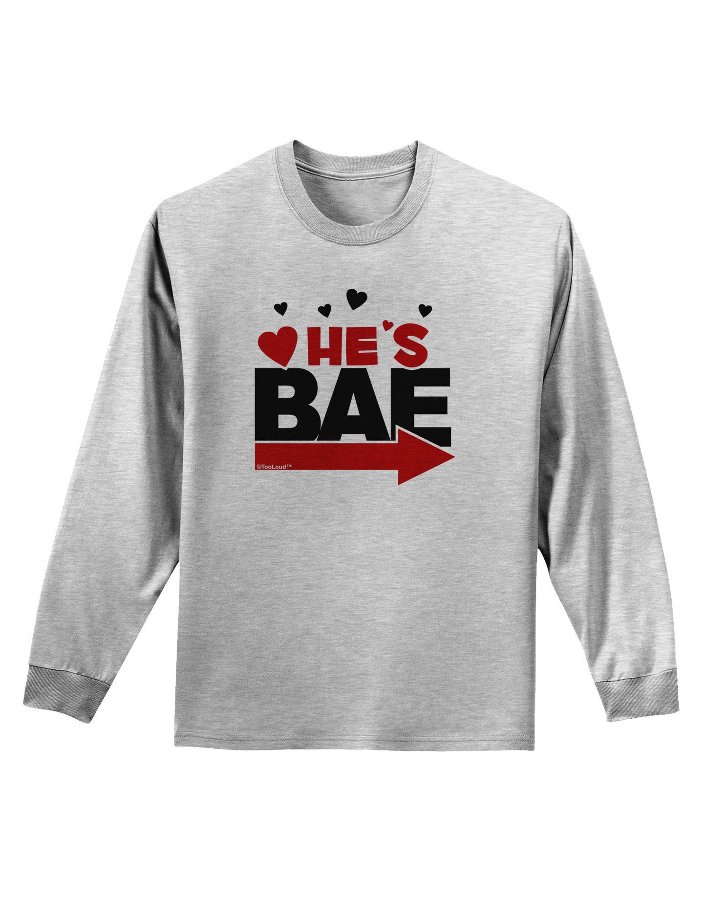 He's BAE - Right Arrow Adult Long Sleeve Shirt-Long Sleeve Shirt-TooLoud-AshGray-Small-Davson Sales
