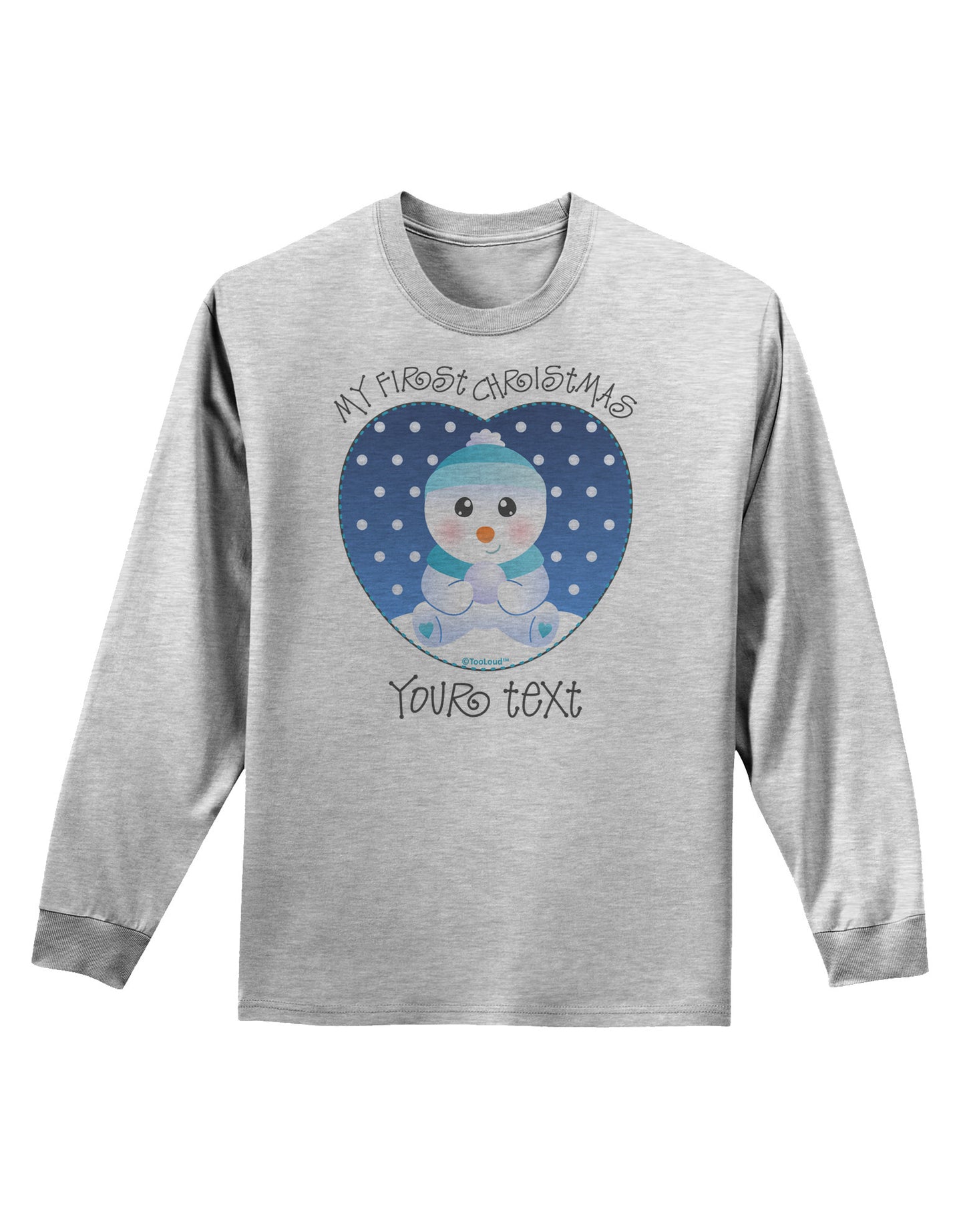 Personalized My First Christmas Snowbaby Blue Adult Long Sleeve Shirt-Long Sleeve Shirt-TooLoud-AshGray-Small-Davson Sales
