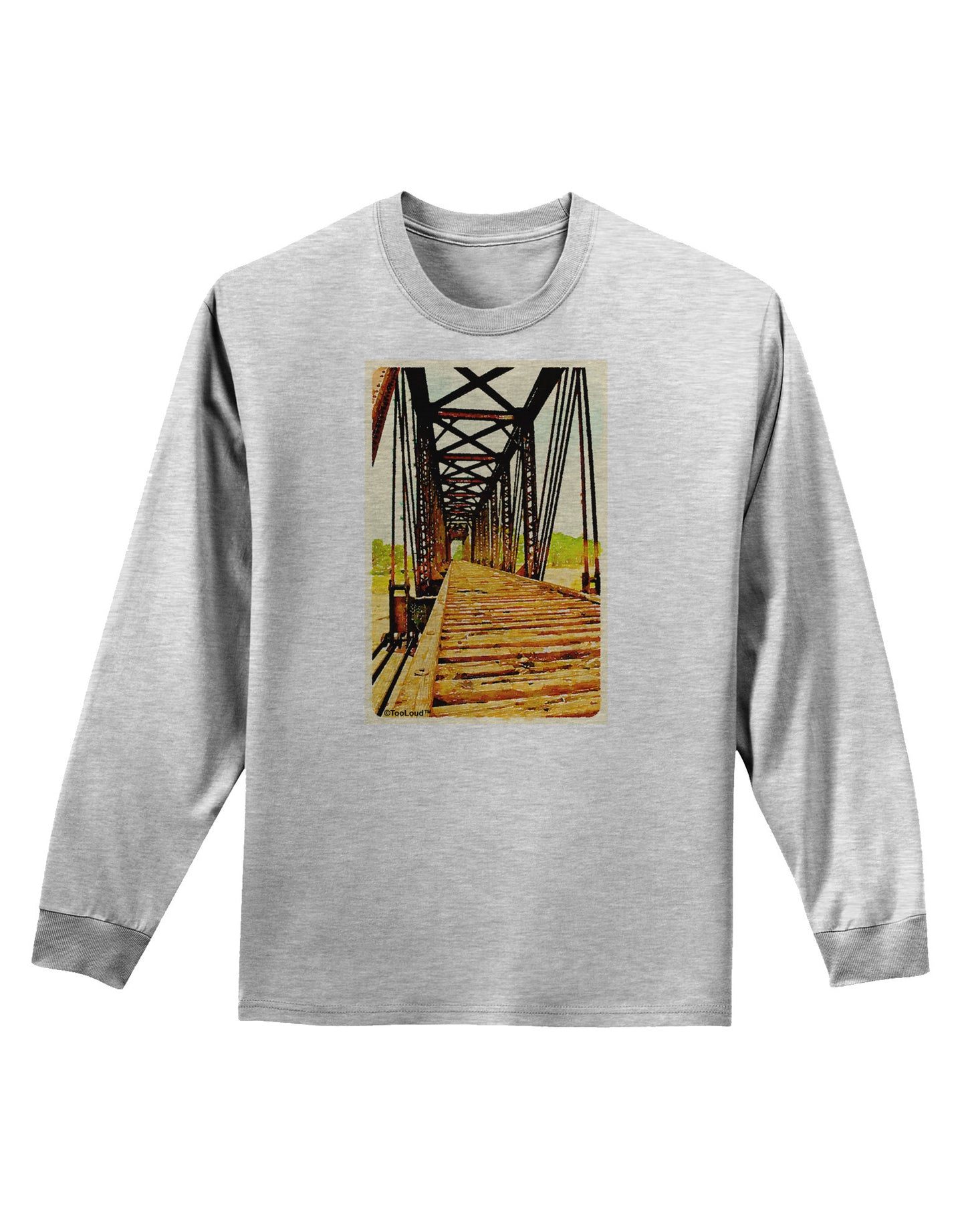Colorado Bridge Watercolor Adult Long Sleeve Shirt-Long Sleeve Shirt-TooLoud-AshGray-Small-Davson Sales