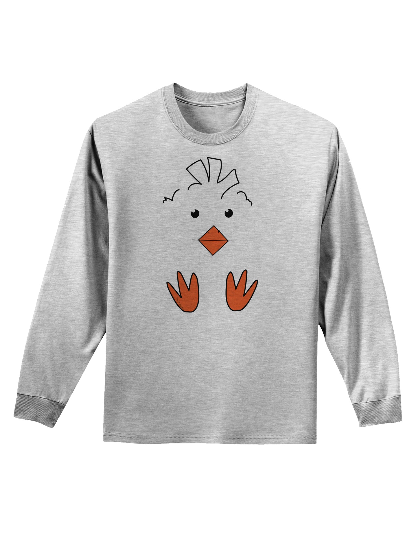 Cute Easter Chick Face Adult Long Sleeve Shirt-Long Sleeve Shirt-TooLoud-AshGray-Small-Davson Sales