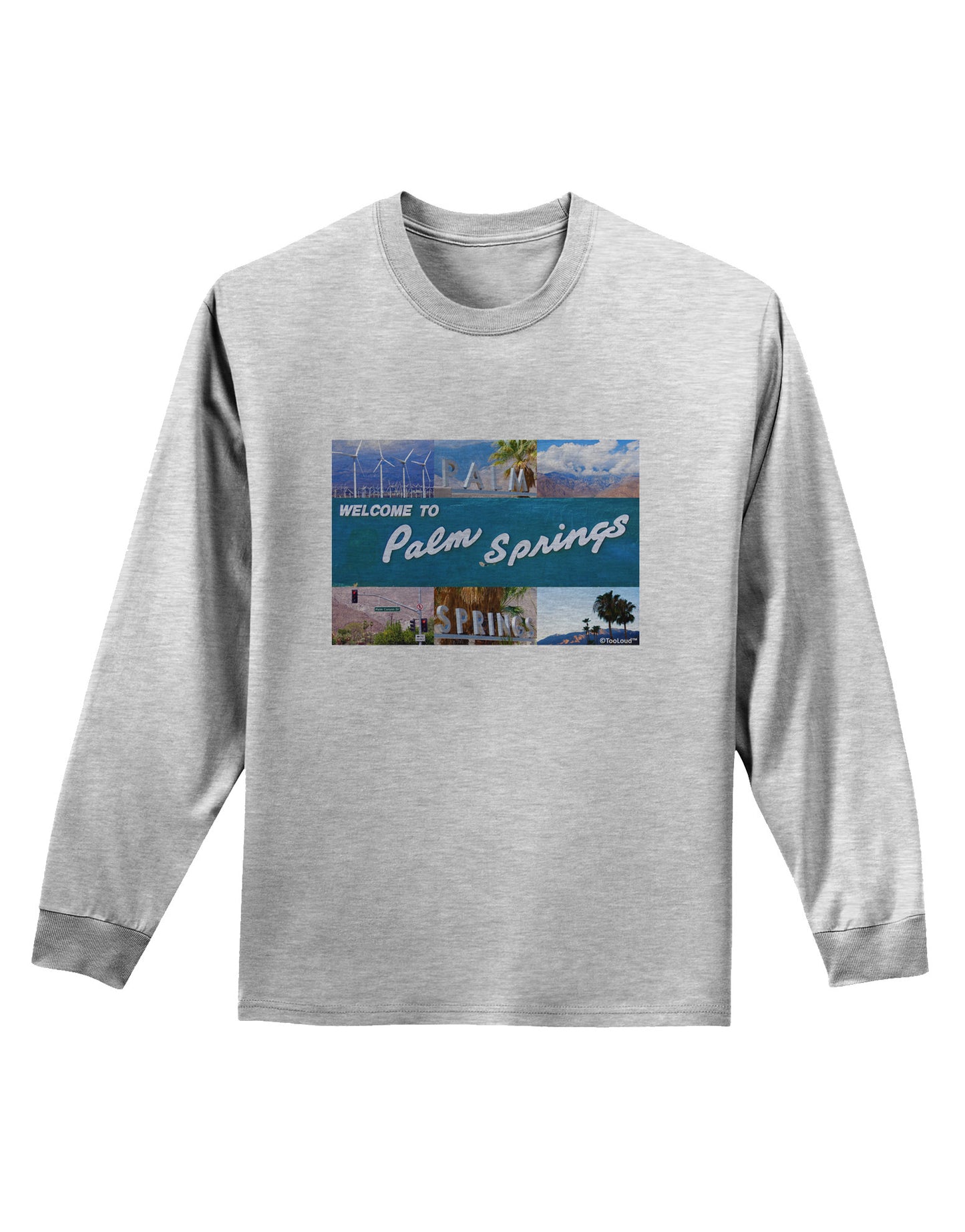 Welcome to Palm Springs Collage Adult Long Sleeve Shirt-Long Sleeve Shirt-TooLoud-AshGray-Small-Davson Sales