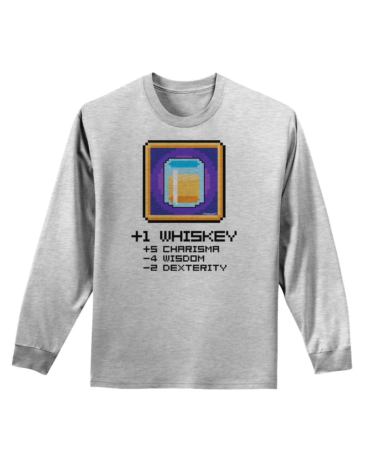 Pixel Whiskey Item Adult Long Sleeve Shirt-Long Sleeve Shirt-TooLoud-AshGray-Small-Davson Sales
