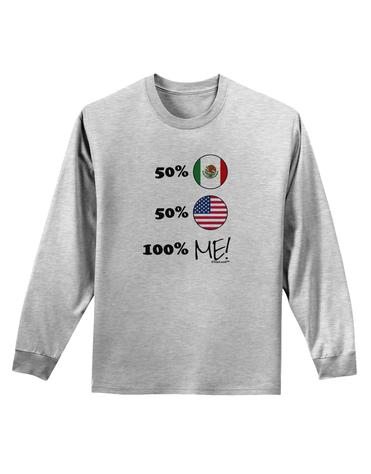 Mexican American 100 Percent Me Adult Long Sleeve Shirt-Long Sleeve Shirt-TooLoud-AshGray-Small-Davson Sales