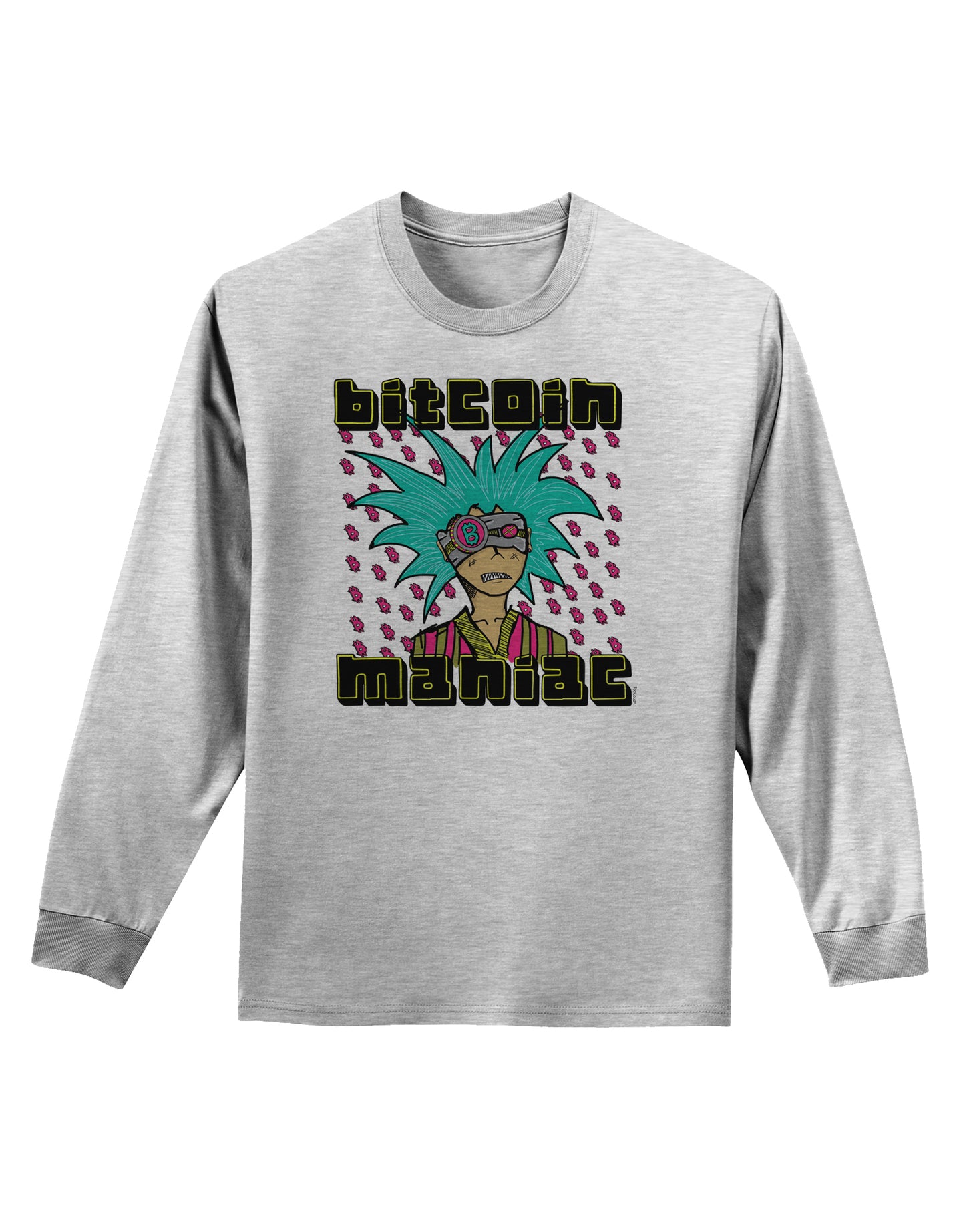 Bitcoin Maniac Crypto Adult Long Sleeve Shirt-Long Sleeve Shirt-TooLoud-AshGray-Small-Davson Sales