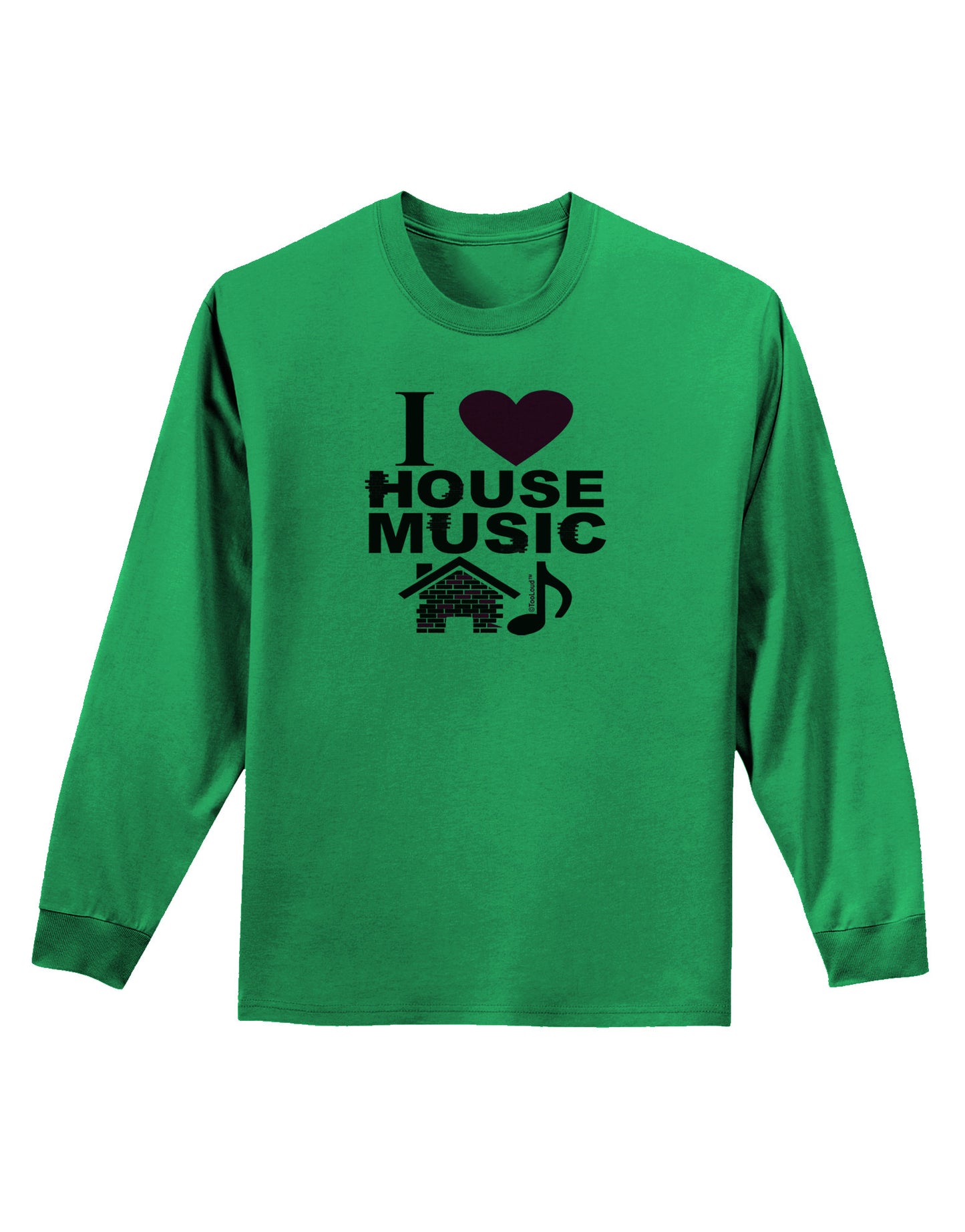 I Love House Pink Adult Long Sleeve Shirt-Long Sleeve Shirt-TooLoud-Kelly-Green-Small-Davson Sales