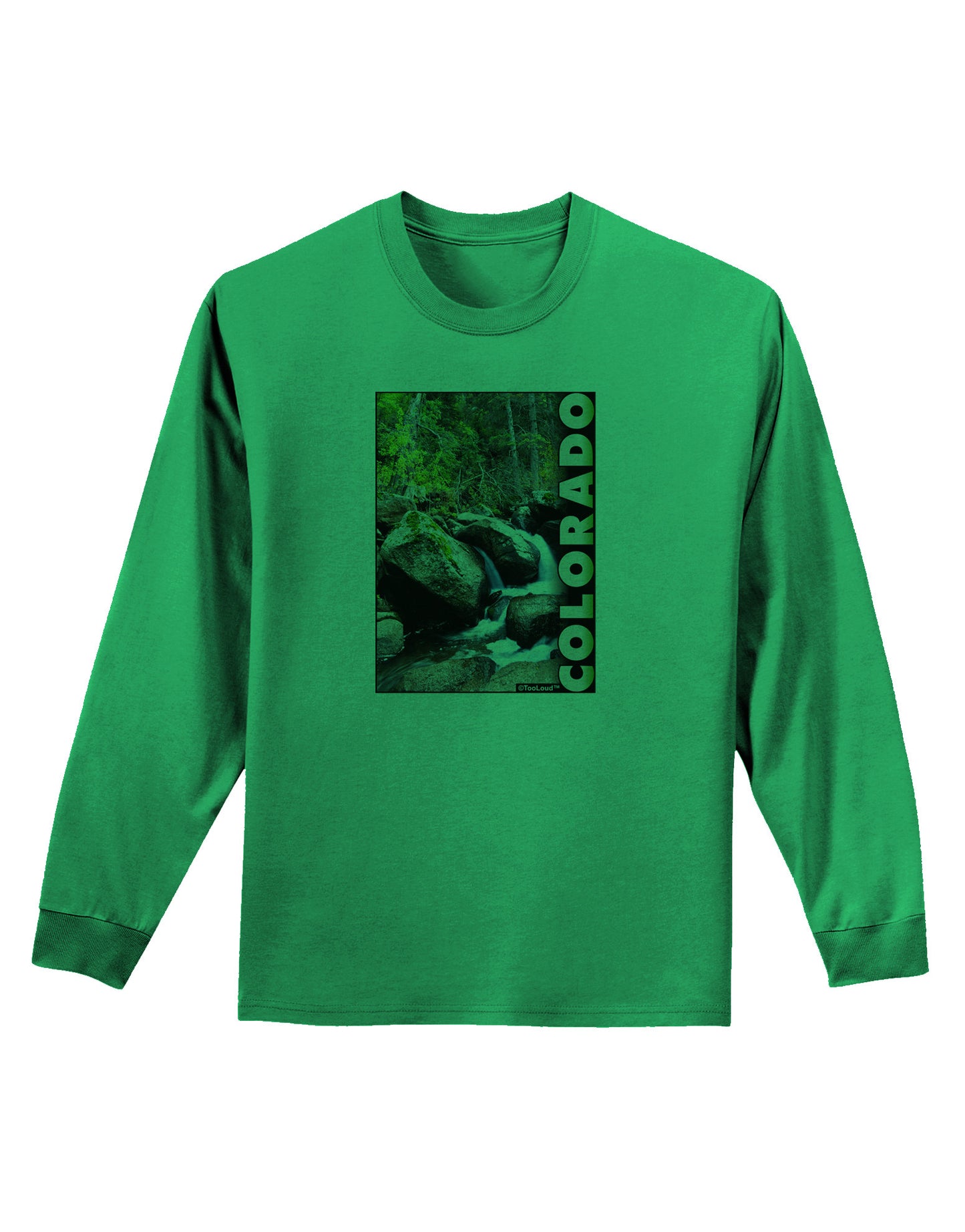 Rockies River with Text Adult Long Sleeve Shirt-Long Sleeve Shirt-TooLoud-Kelly-Green-Small-Davson Sales