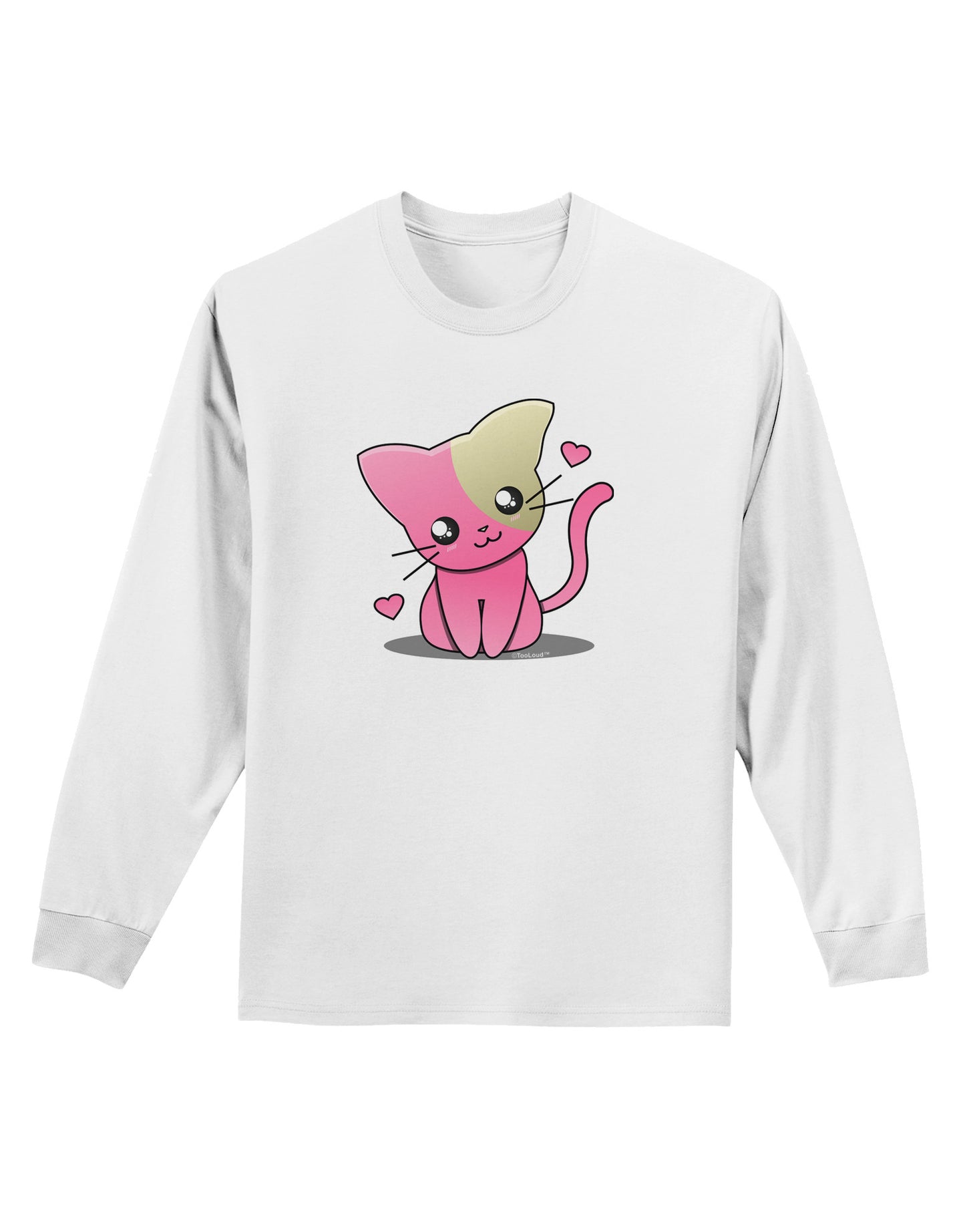 Kawaii Kitty Adult Long Sleeve Shirt-Long Sleeve Shirt-TooLoud-White-Small-Davson Sales