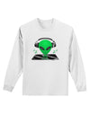 Alien DJ Adult Long Sleeve Shirt-Long Sleeve Shirt-TooLoud-White-Small-Davson Sales